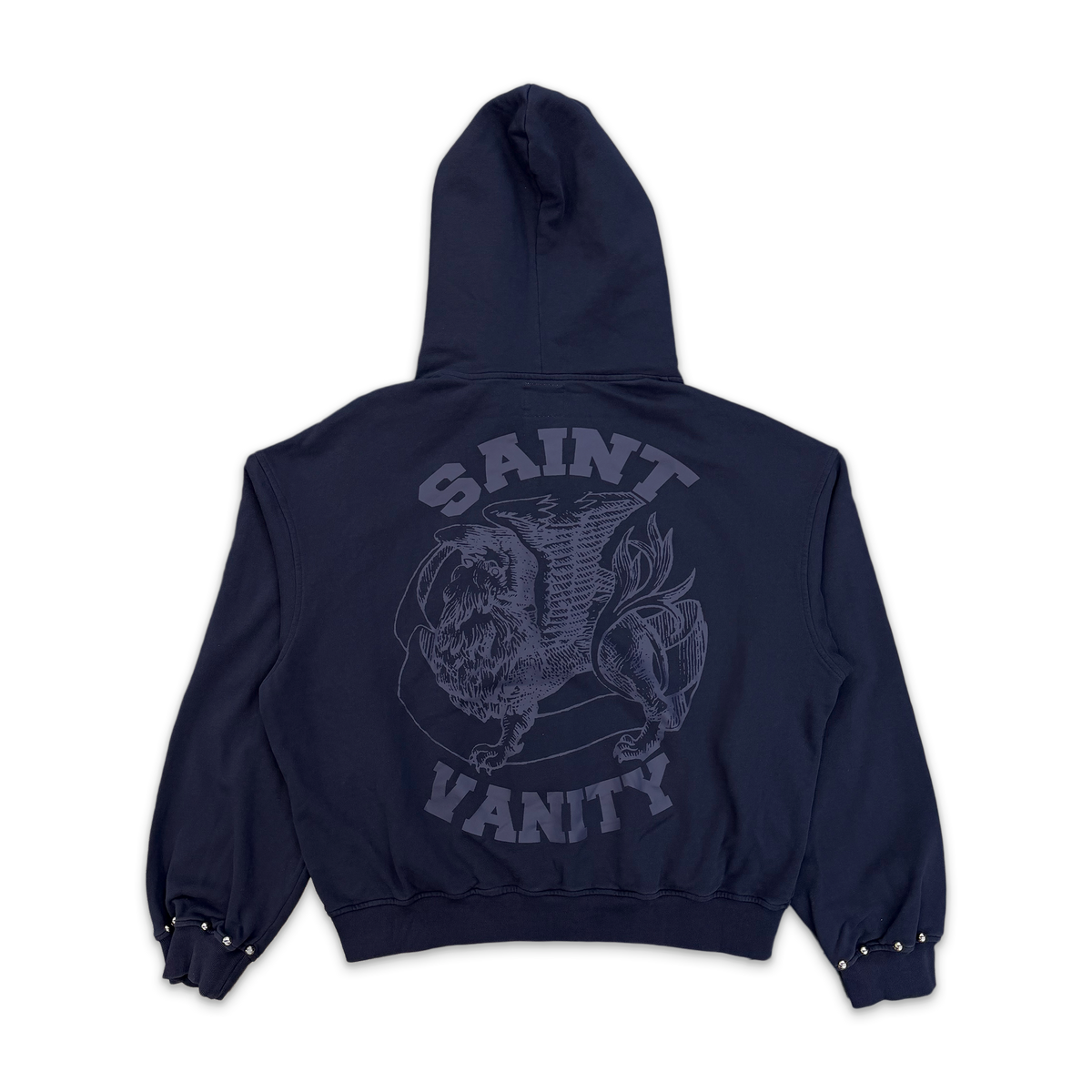 Studded Zip Up Hoodie “Navy"