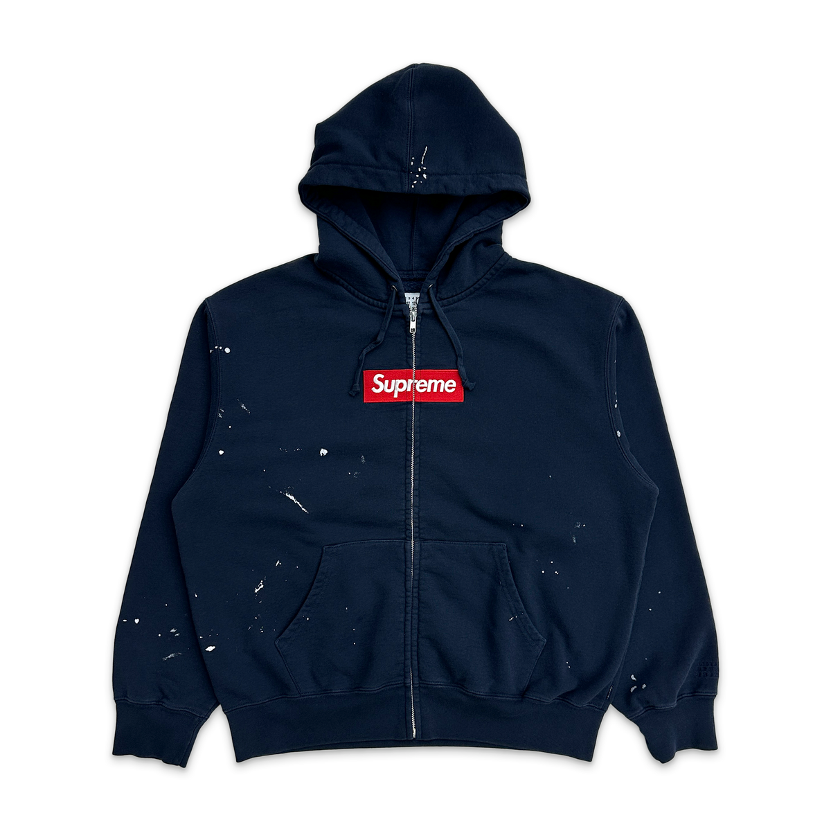 MM6 Maison Margiela Box Logo Zip Up Hooded Sweatshirt “Navy