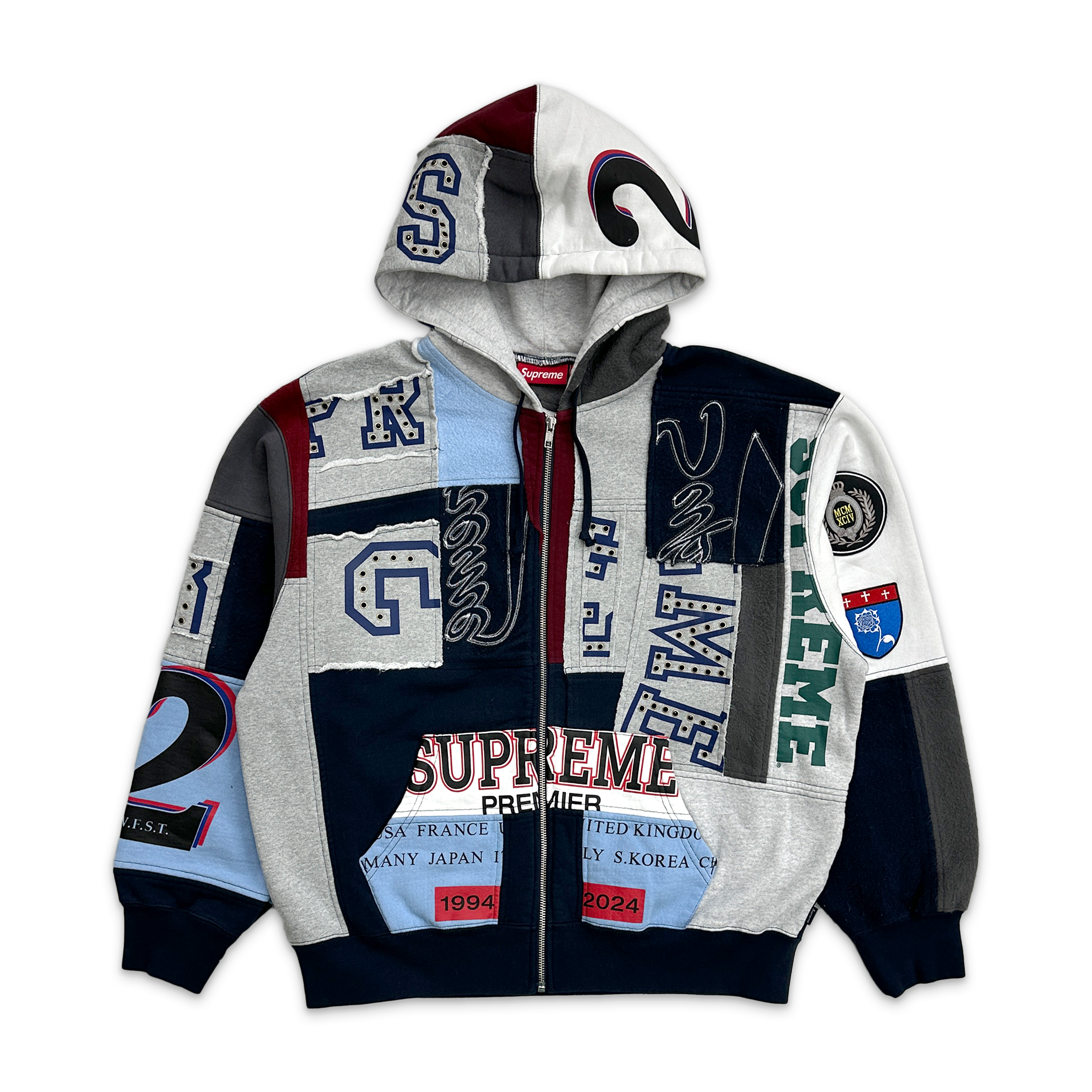 Patchwork Zip Up Hooded Sweatshirt (SS25) 