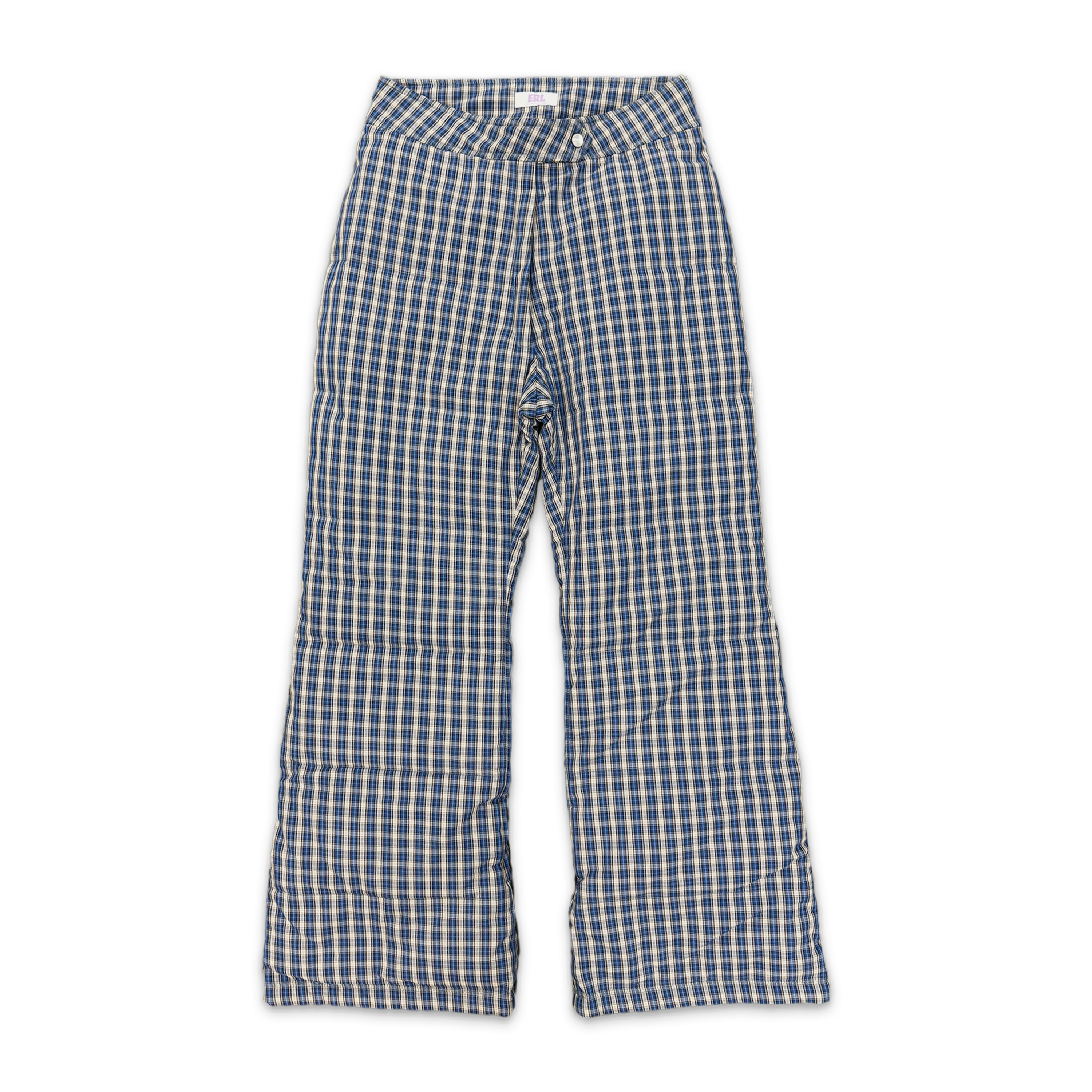 Woven Puffer Pants "Blue Plaid"