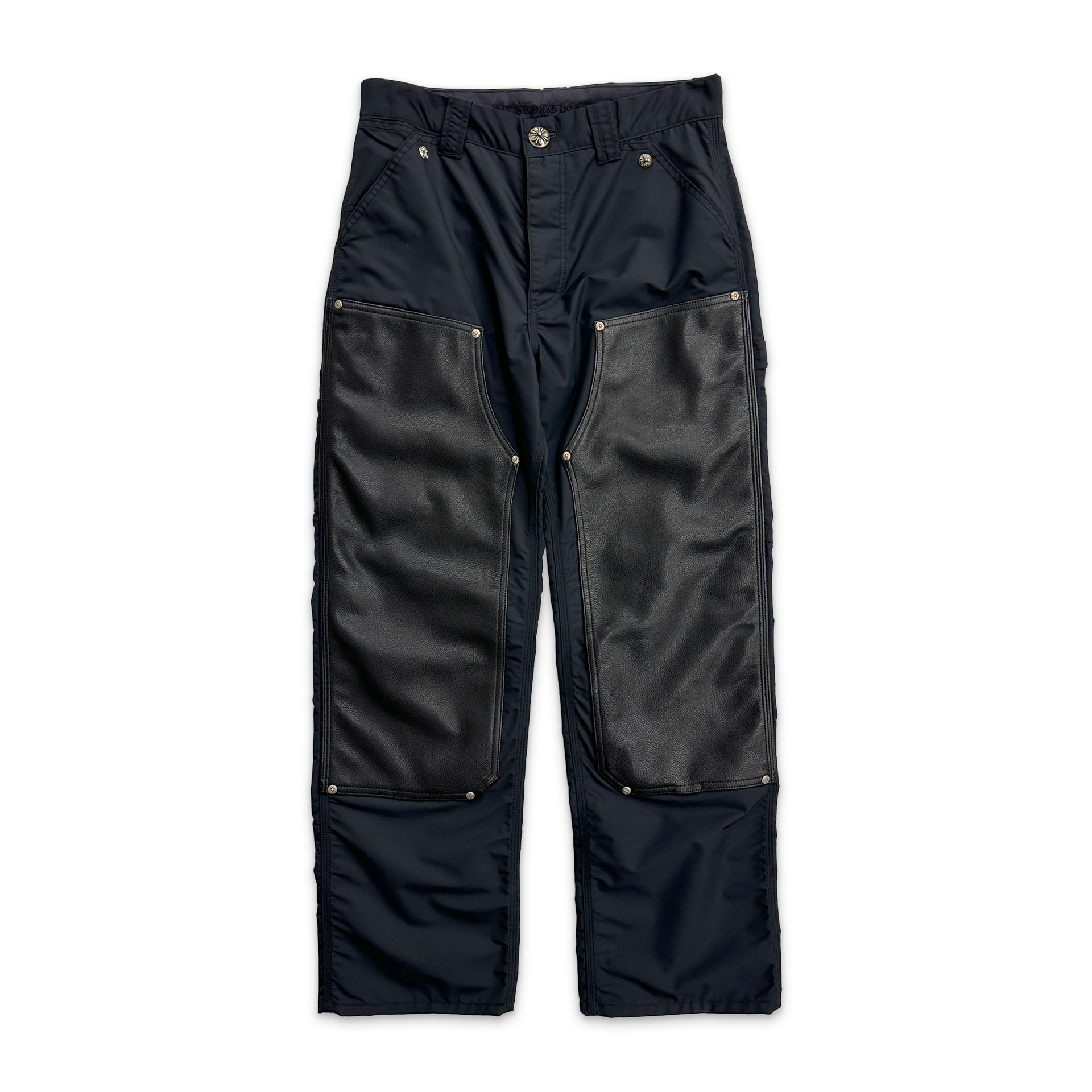 【DISCERNMENT】Swan Nylon Carpenter Pants Nylon Leather Carpenter Pants