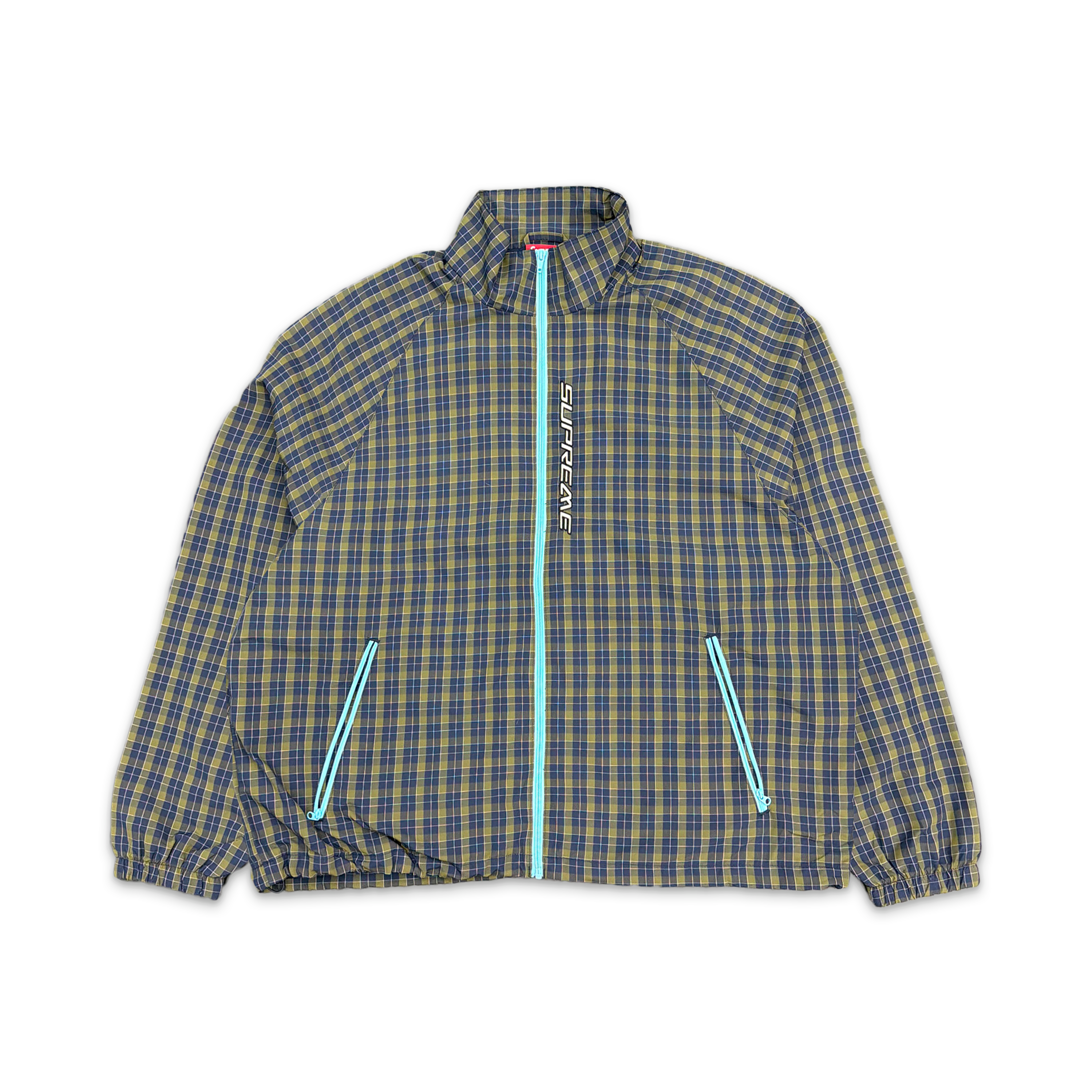 Contrast Plaid Track Jacket "Navy"