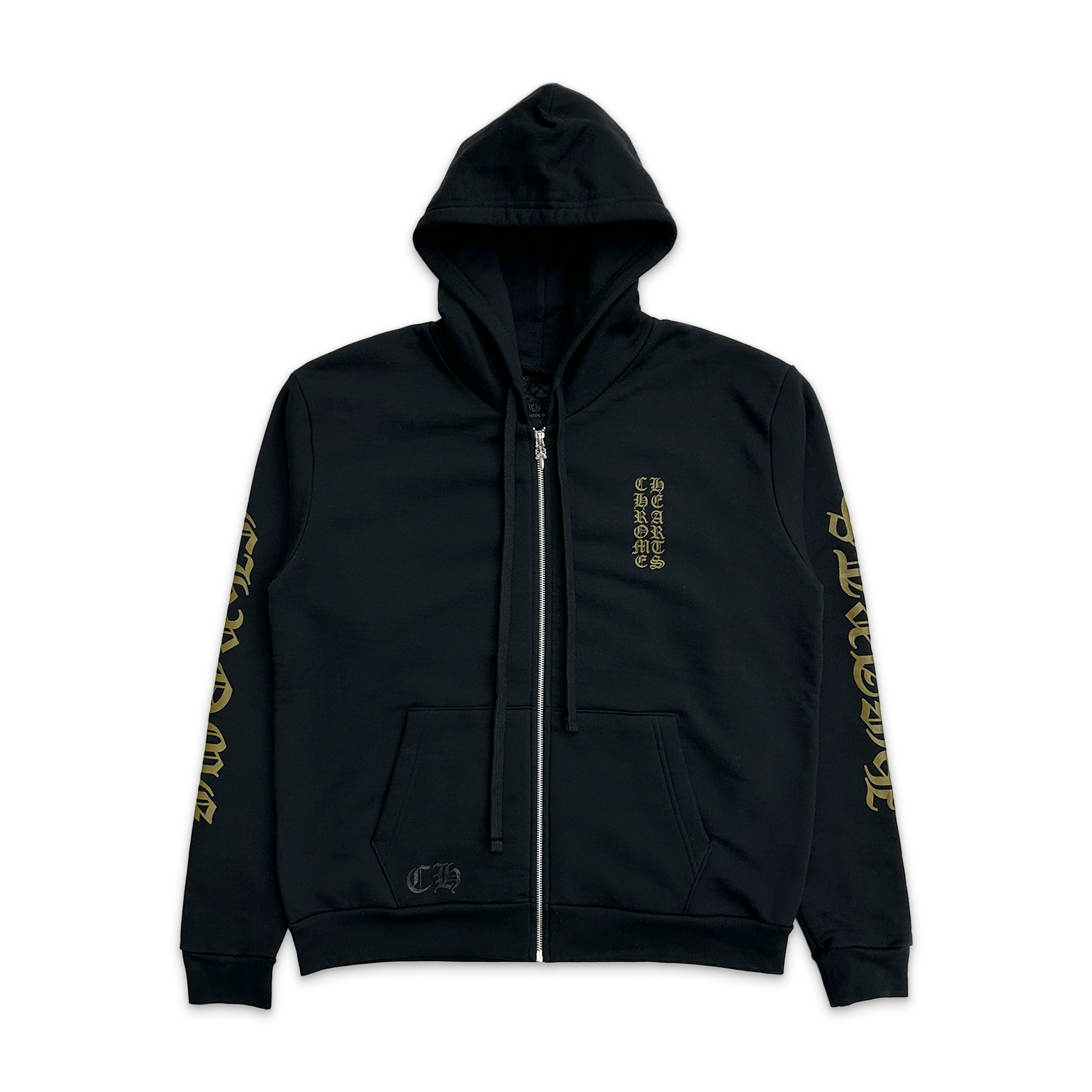 Chrome Hearts, Vertical Logo Zip Hoodie "Army Green"