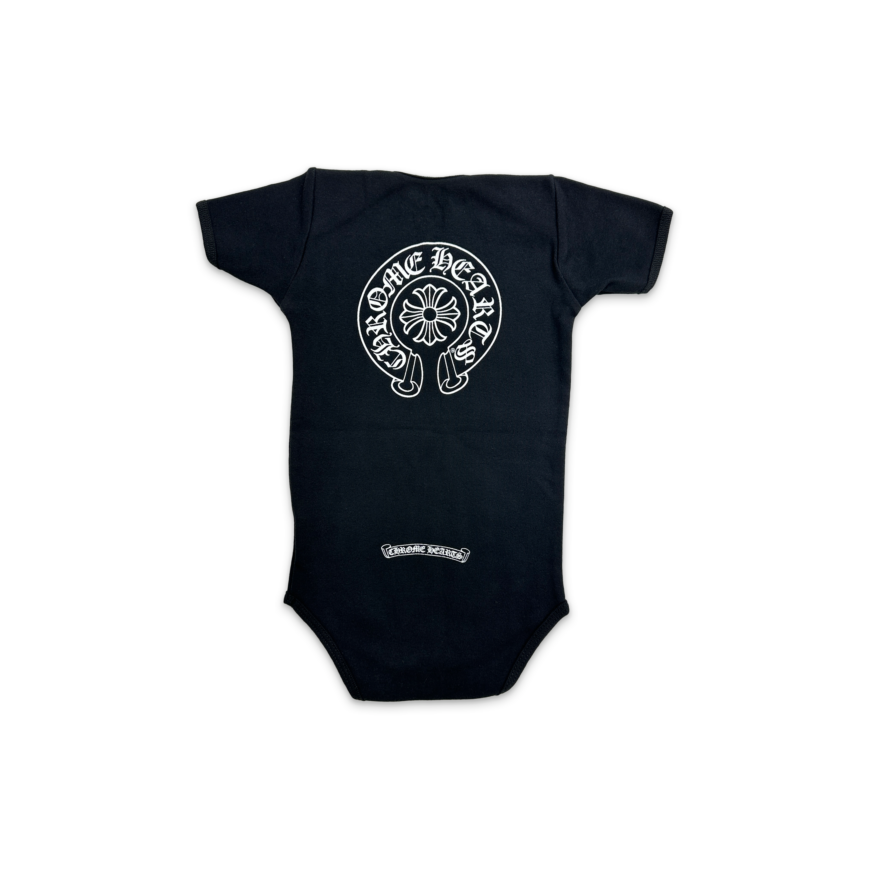 Chrome Hearts, Baby Horseshoe Logo Onesie "Black White"