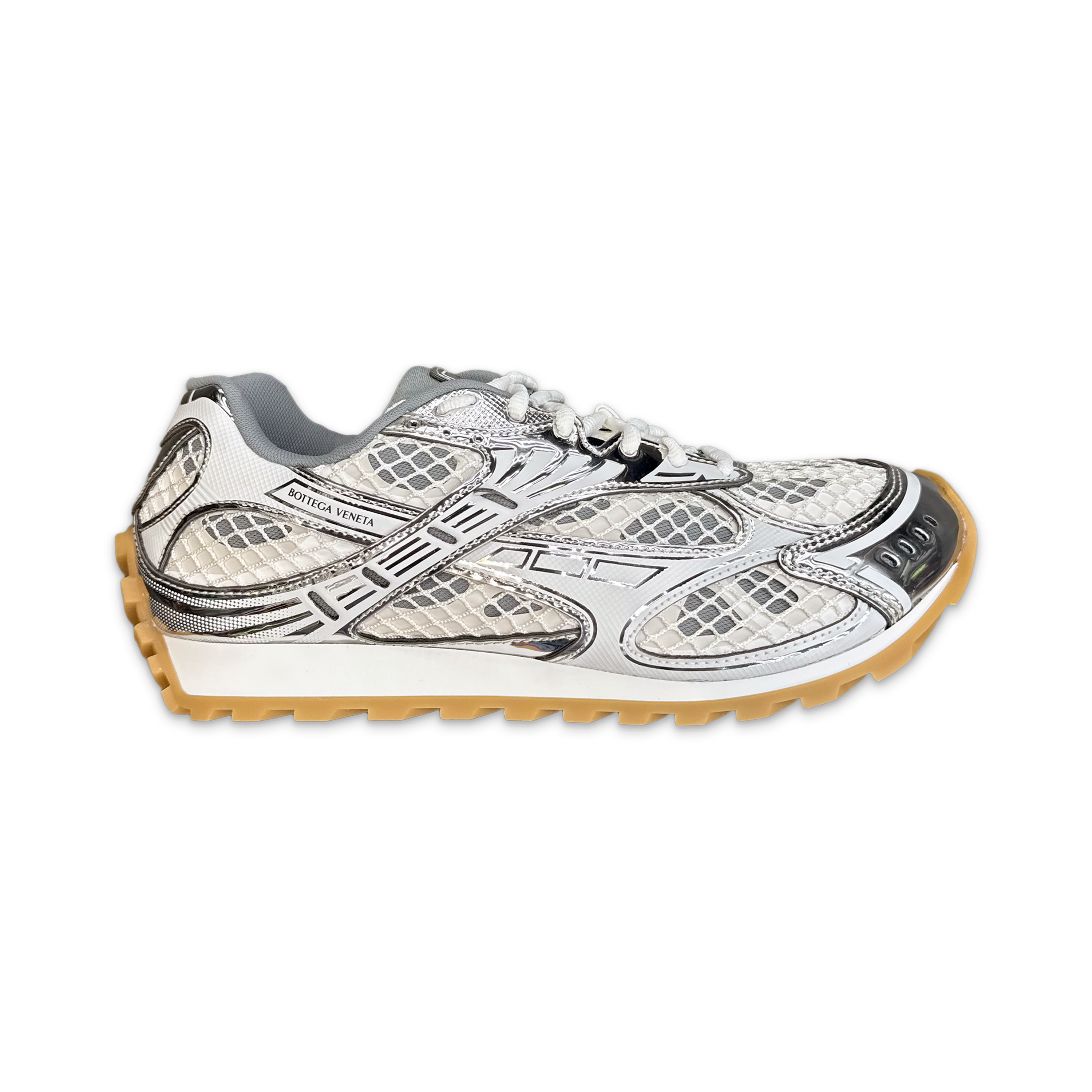 Bottega Veneta, Orbit Sneaker "Silver/Optic White Rubber"