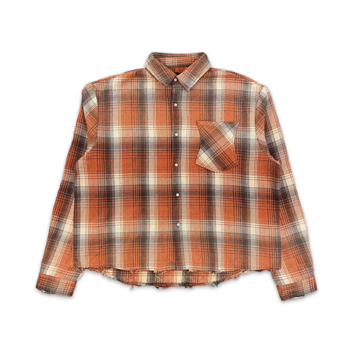 Raw Cut Flannel Shirt "Orange"