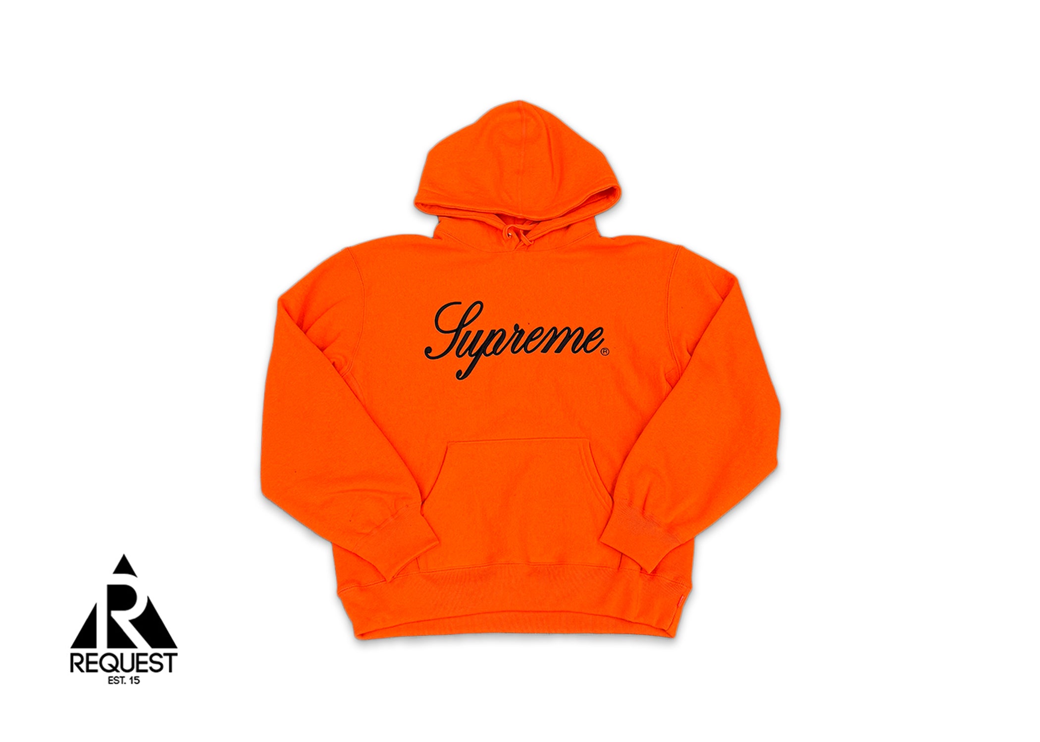 Embroidered Script Hooded Sweatshirt "Orange"