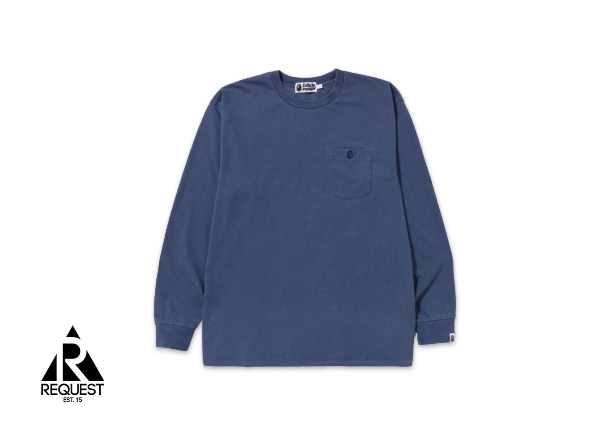 A Bathing Ape BAPE Overdye One Point Pocket Relaxed L/S Tee "Navy"