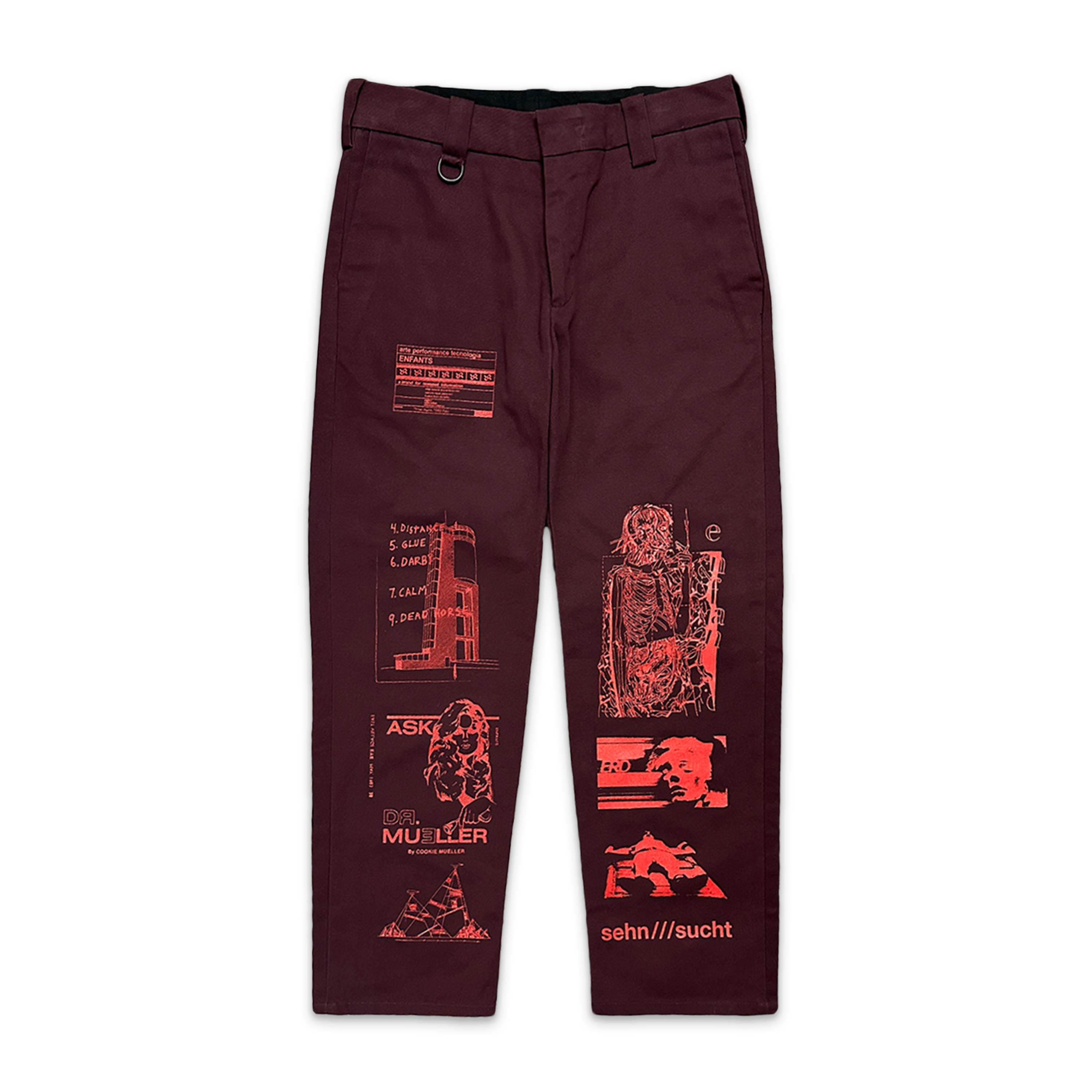 Enfants Riches Déprimes SS22 Collage Trousers "Burgundy"