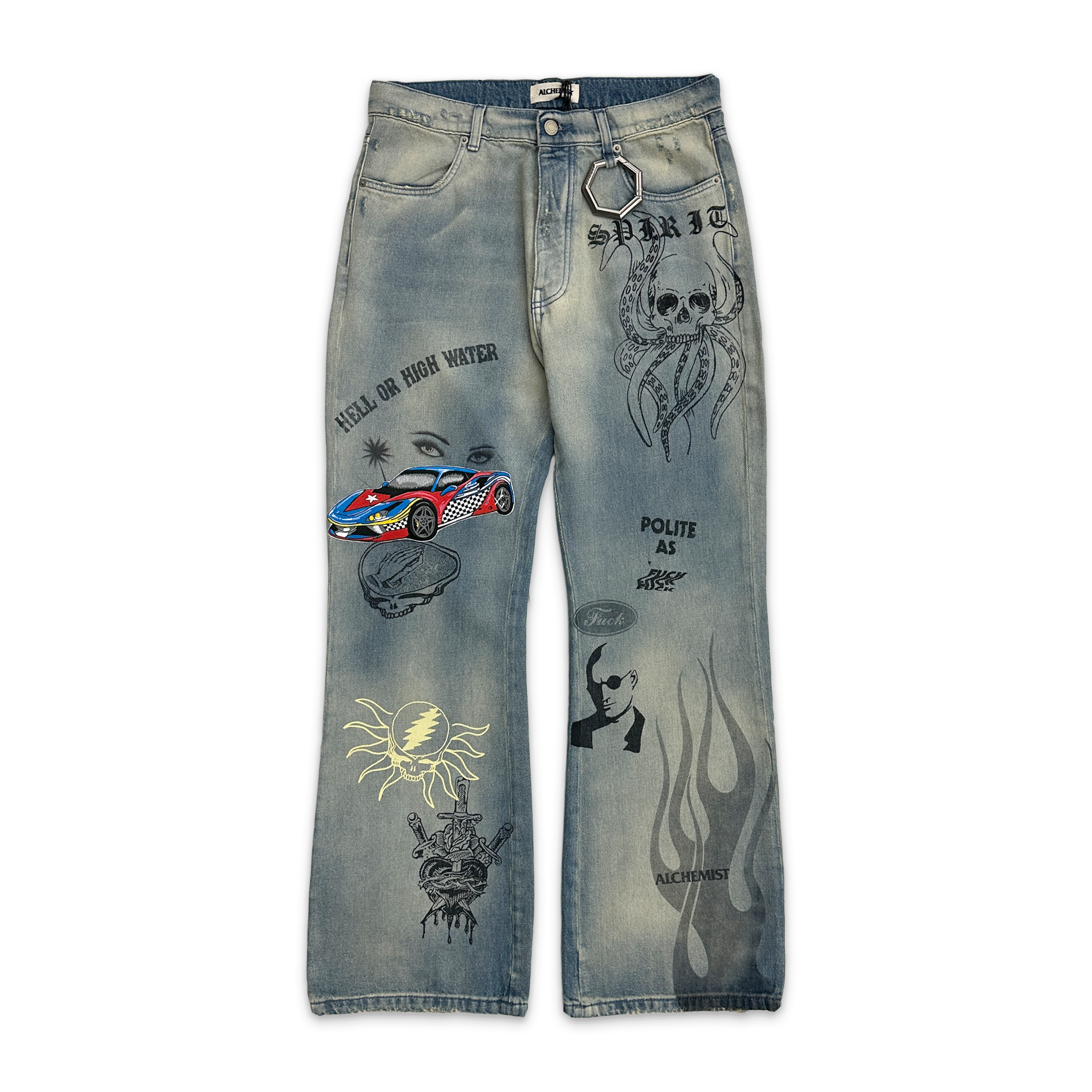 Alchemist, Studio Jeans Multi Print "Light Indigo"