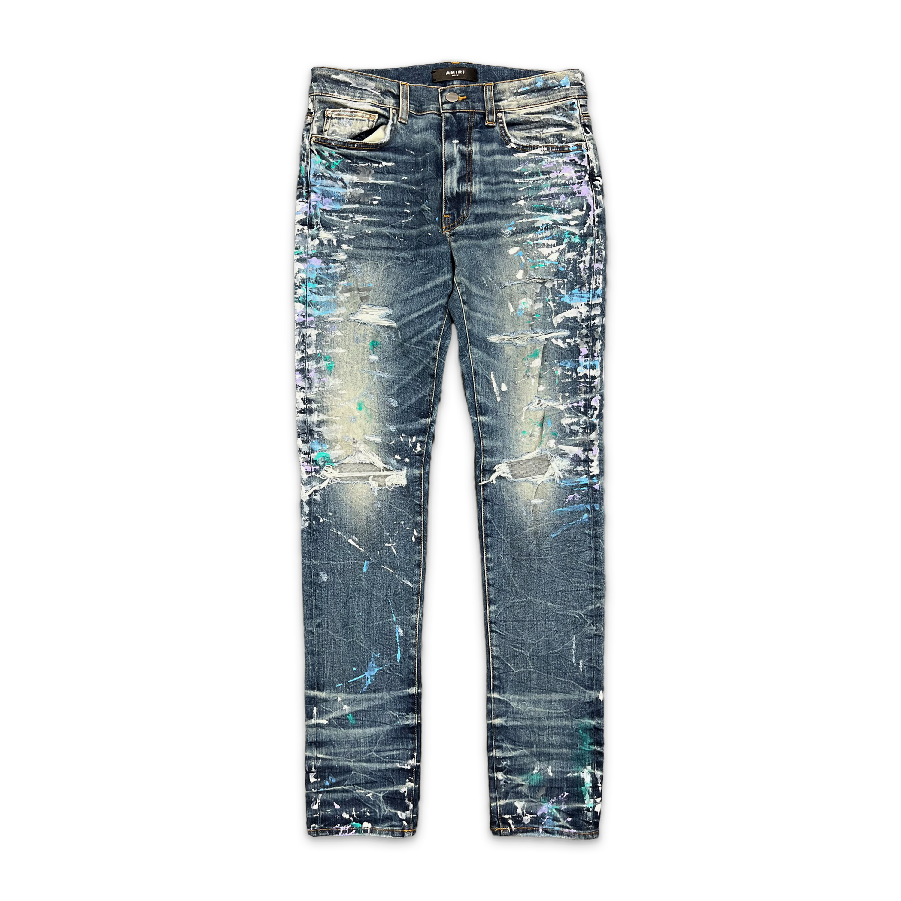 Amiri, Paint Splatter Jeans "Dark Crafted Indigo"