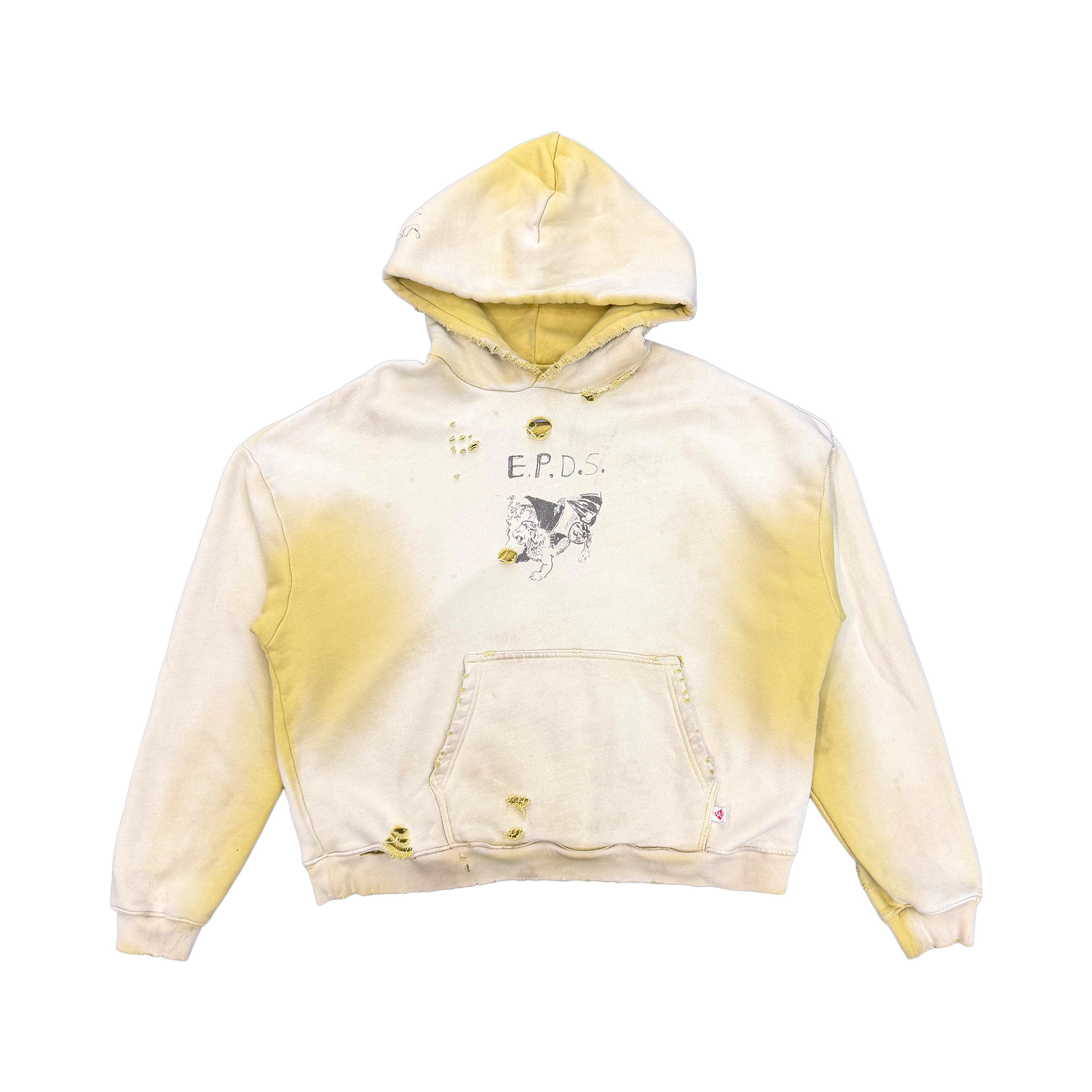 EPDS Distressed Hoodie "Faded Yellow"