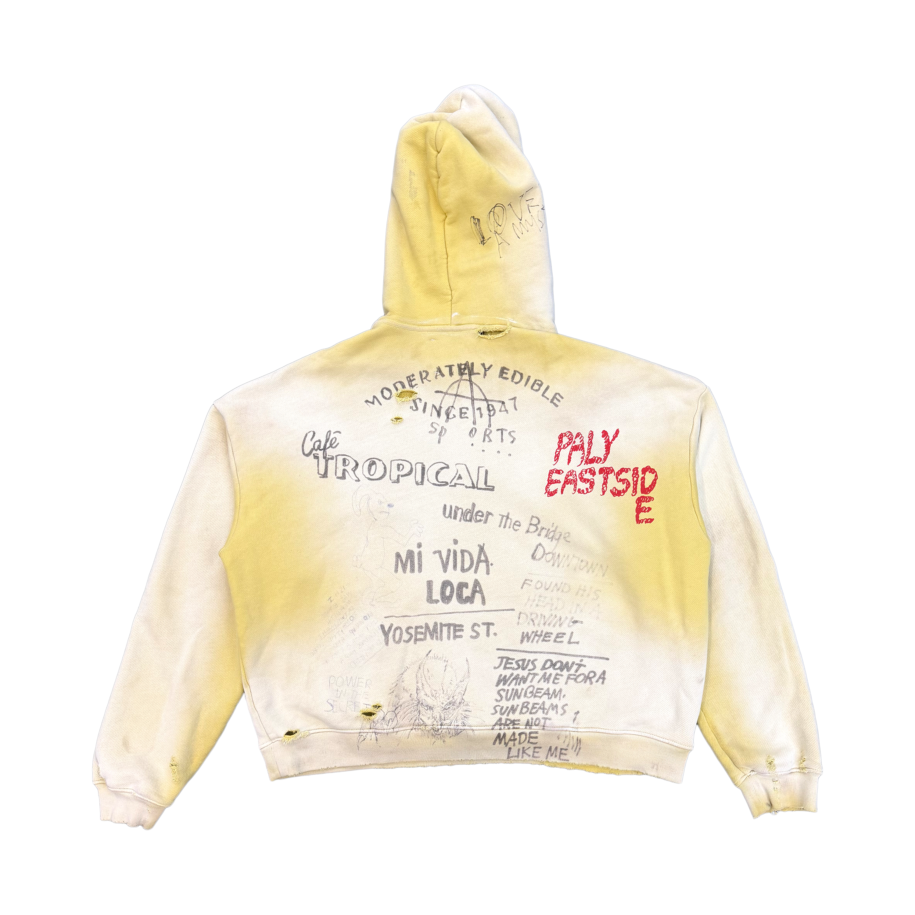 EPDS Distressed Hoodie "Faded Yellow"
