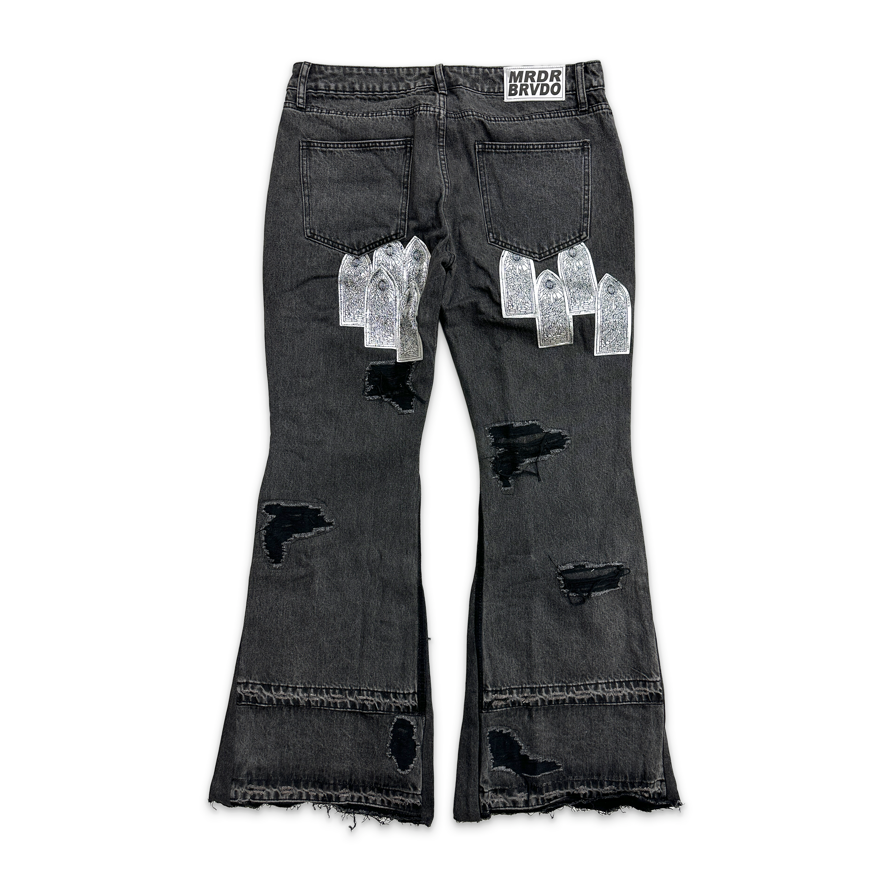 Panda Arch Patched Distressed Denim "Coal" (W)