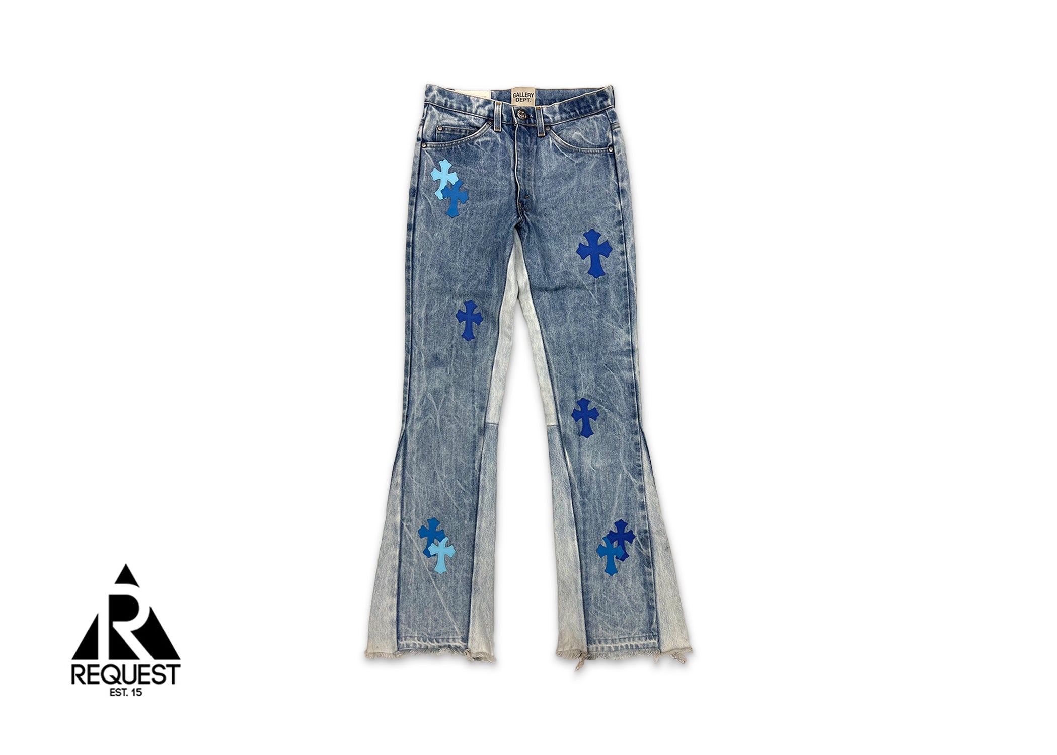 Gallery Dept. Flare Light Wash Denim "Blue Crosses"