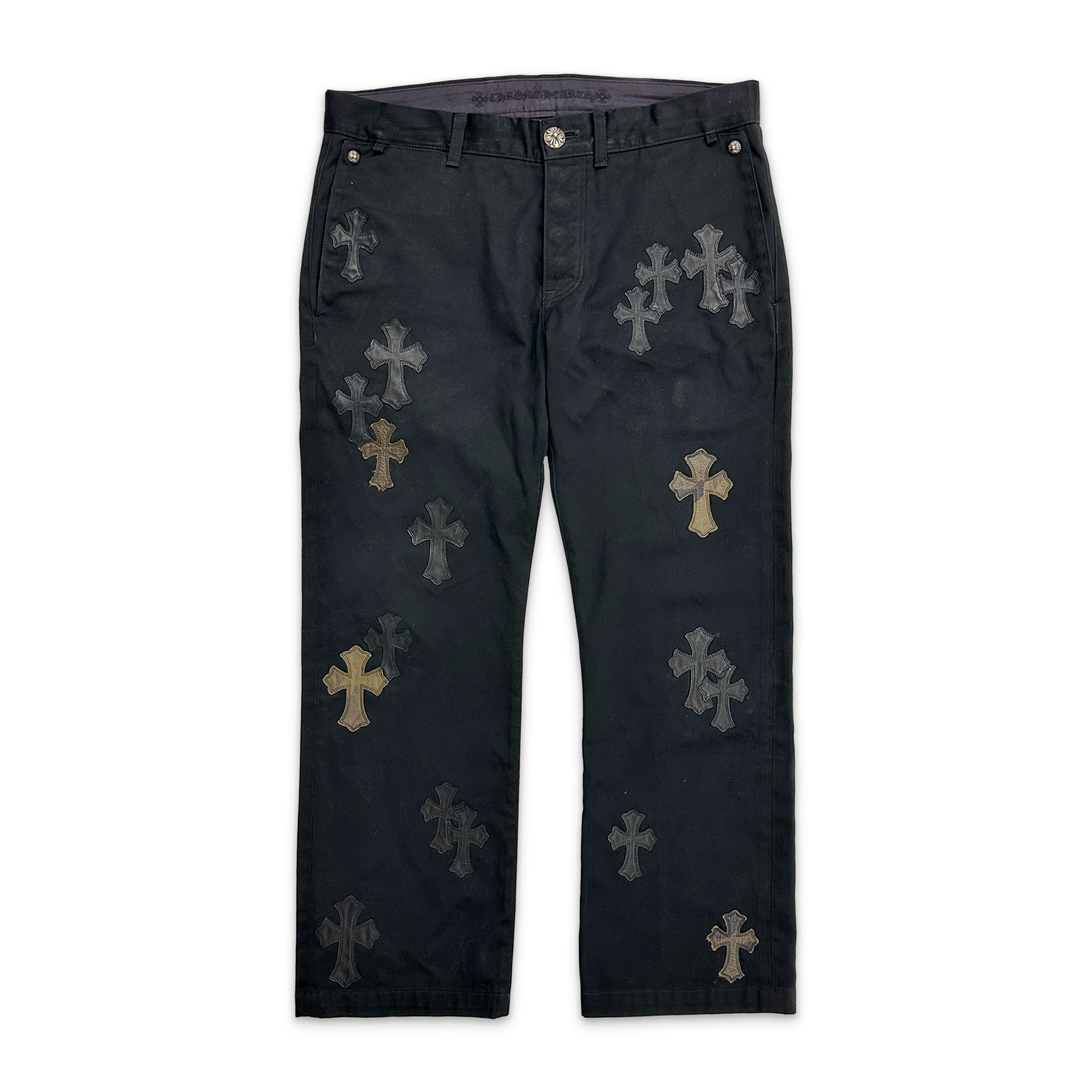 Chrome Hearts, Black Chino Pants "Black & Camouflage Crosses"