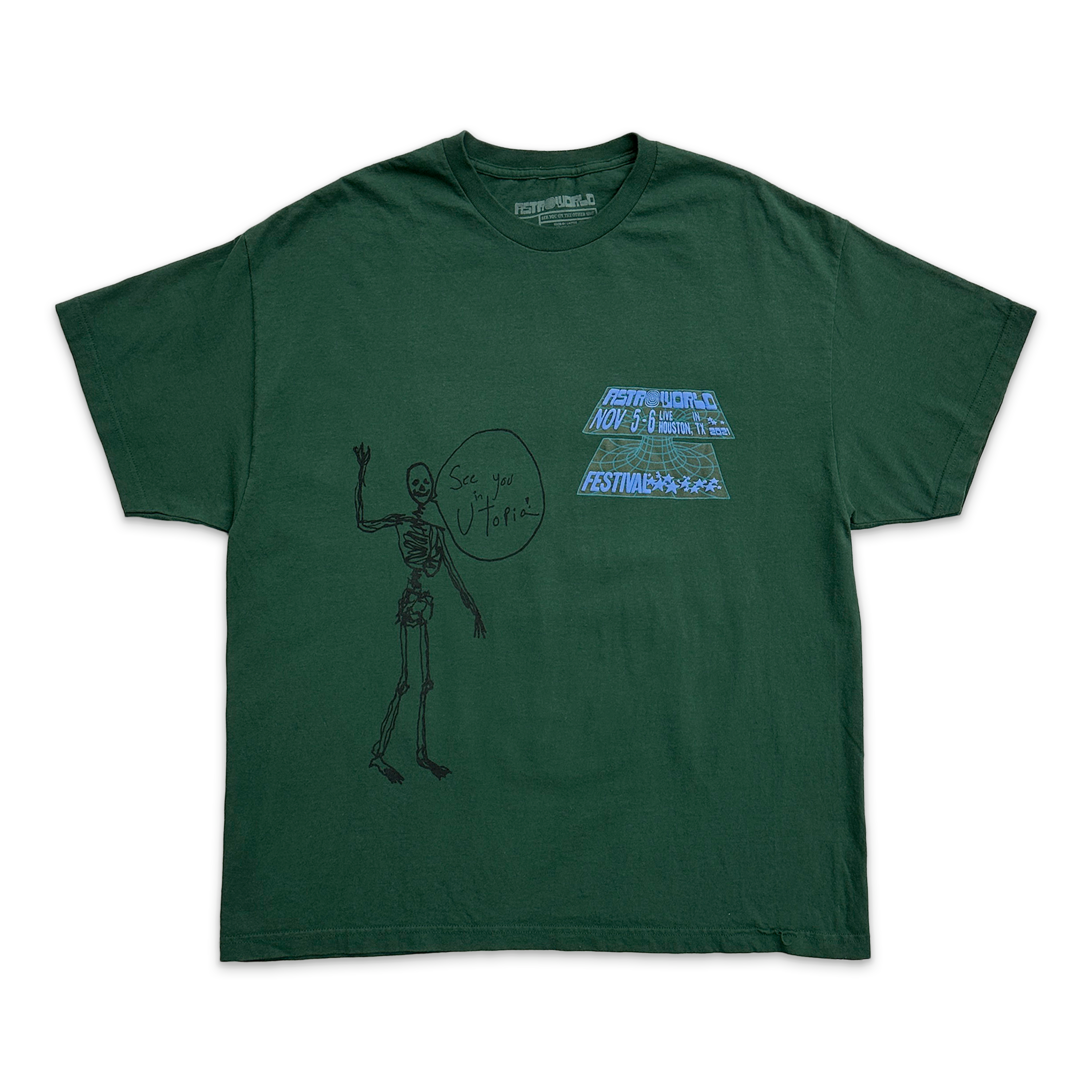 Travis Scott, Travis Scott Astroworld 2021 Open Your Eyes Tee "Green"