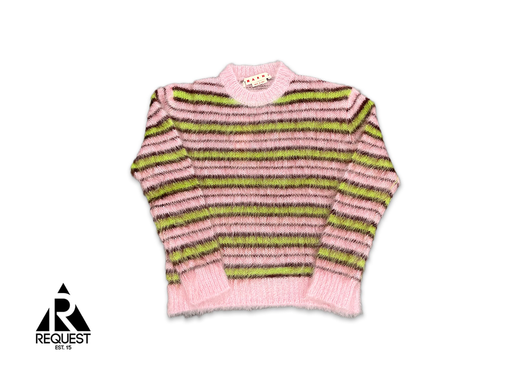 Marni Maglia Girocollo Striped Mohair Sweater "Pink Quartz"