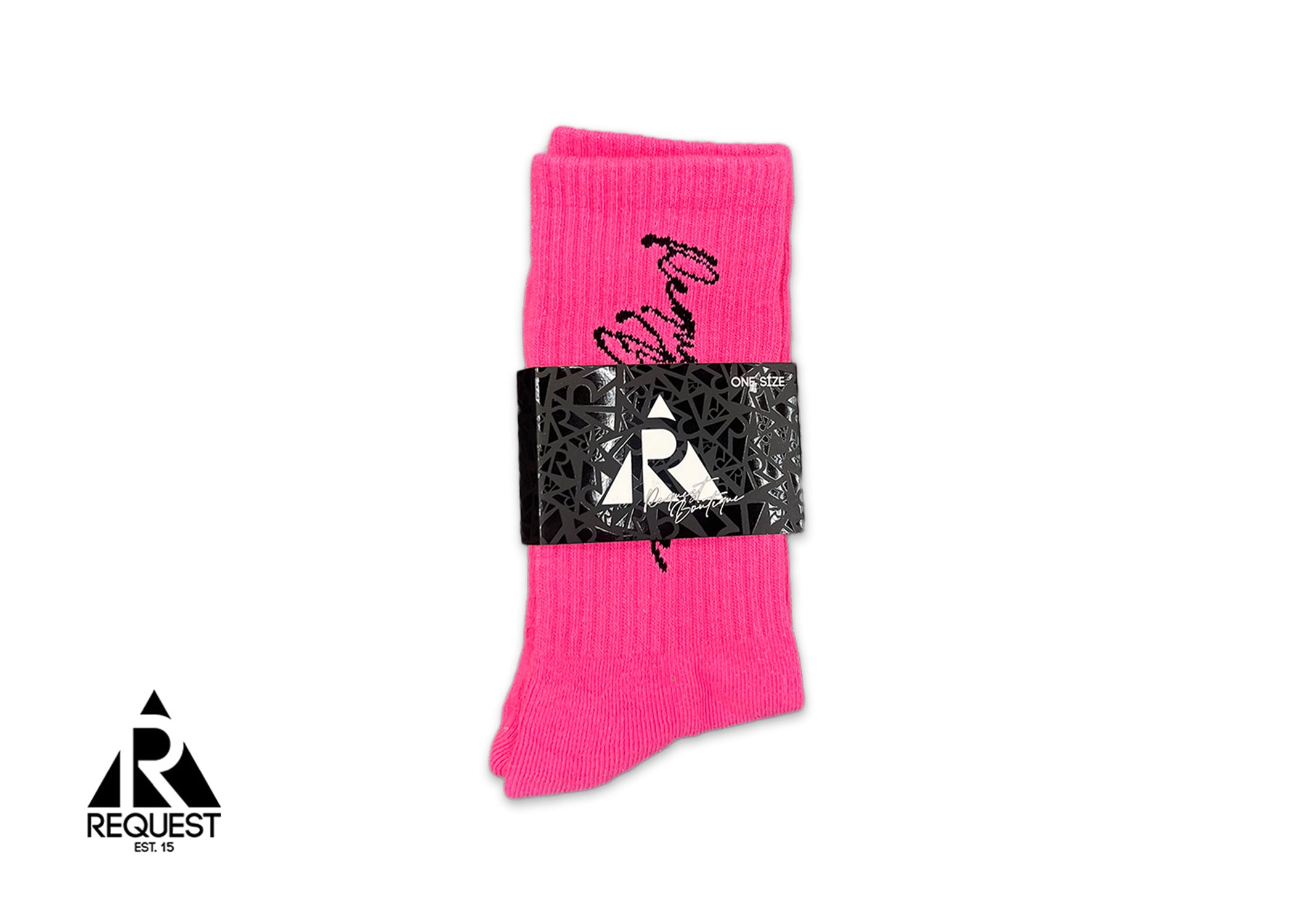 Request Vertical Script Socks "Pink"