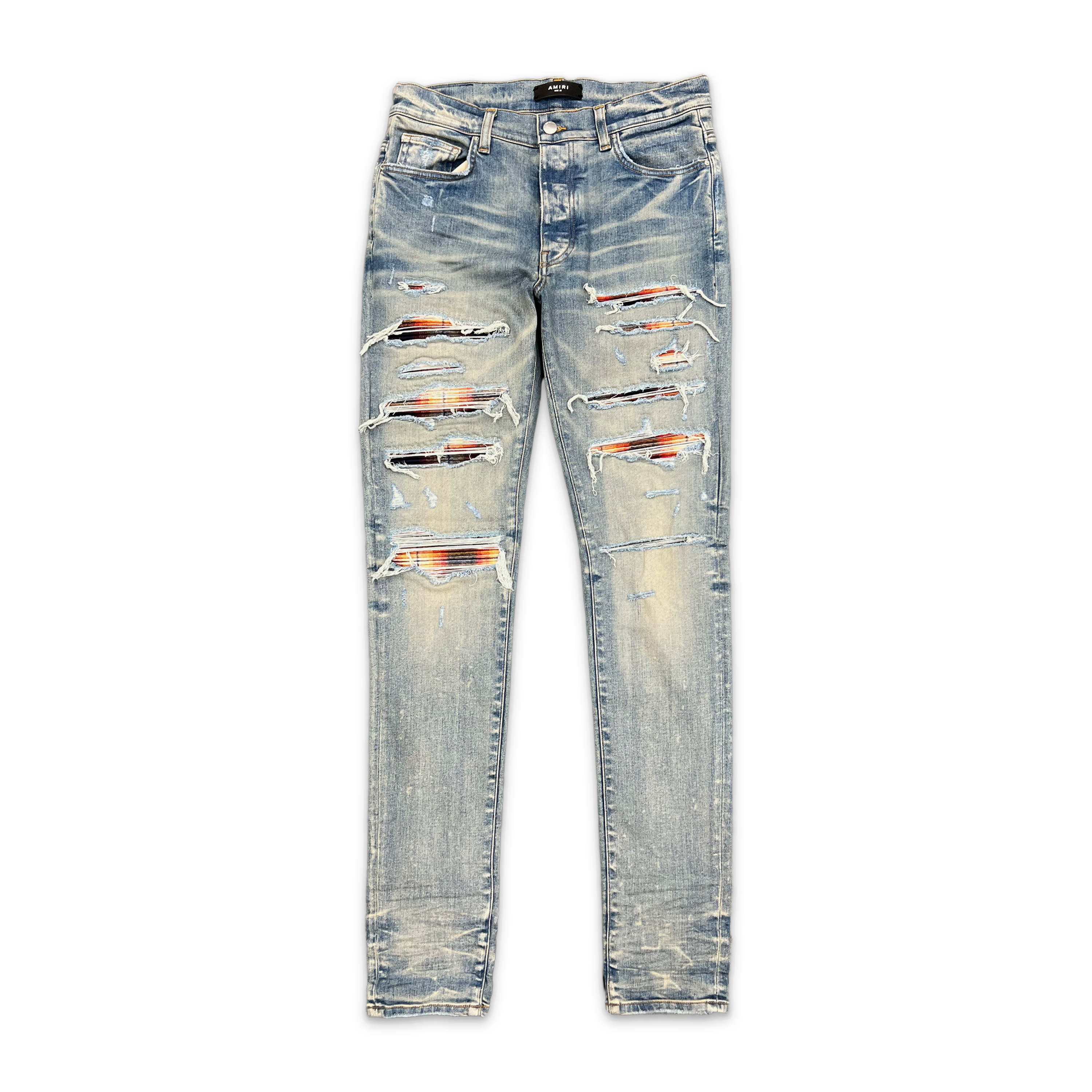 Amiri, Plaid Thrasher Jeans "Clay Indigo"