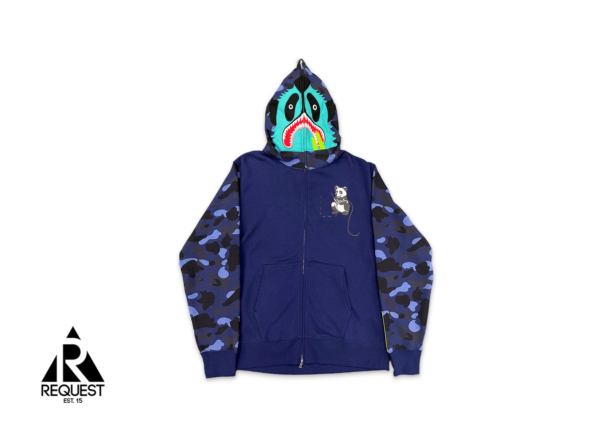 BAPE Color Camo Panda Full Zip Hoodie Navy Blue