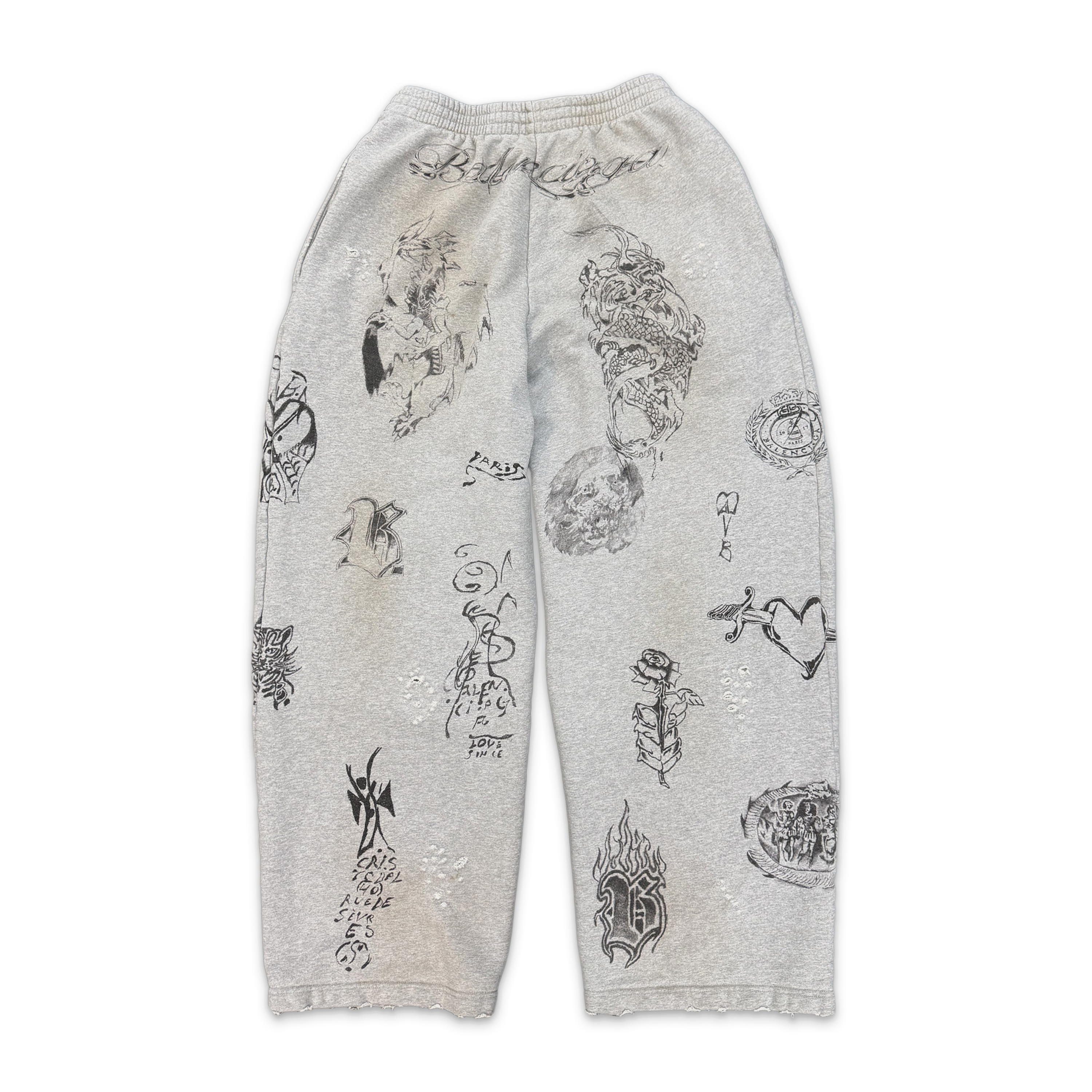 Balenciaga, Tattoo Baggy Heavy Sweatpants "Grey"