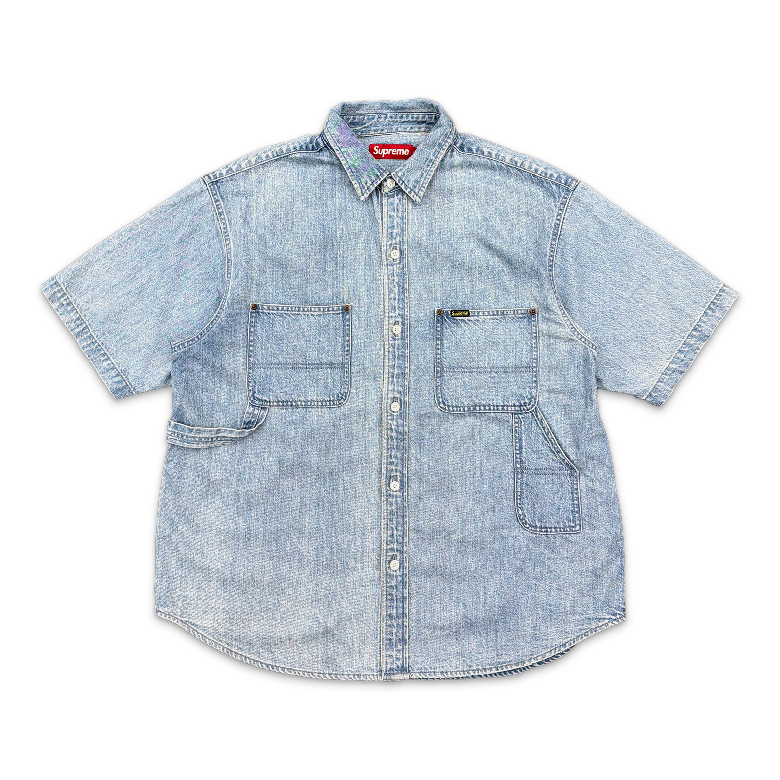 Loose Fit S/S Denim Painter Shirt (SS25) "Blue"