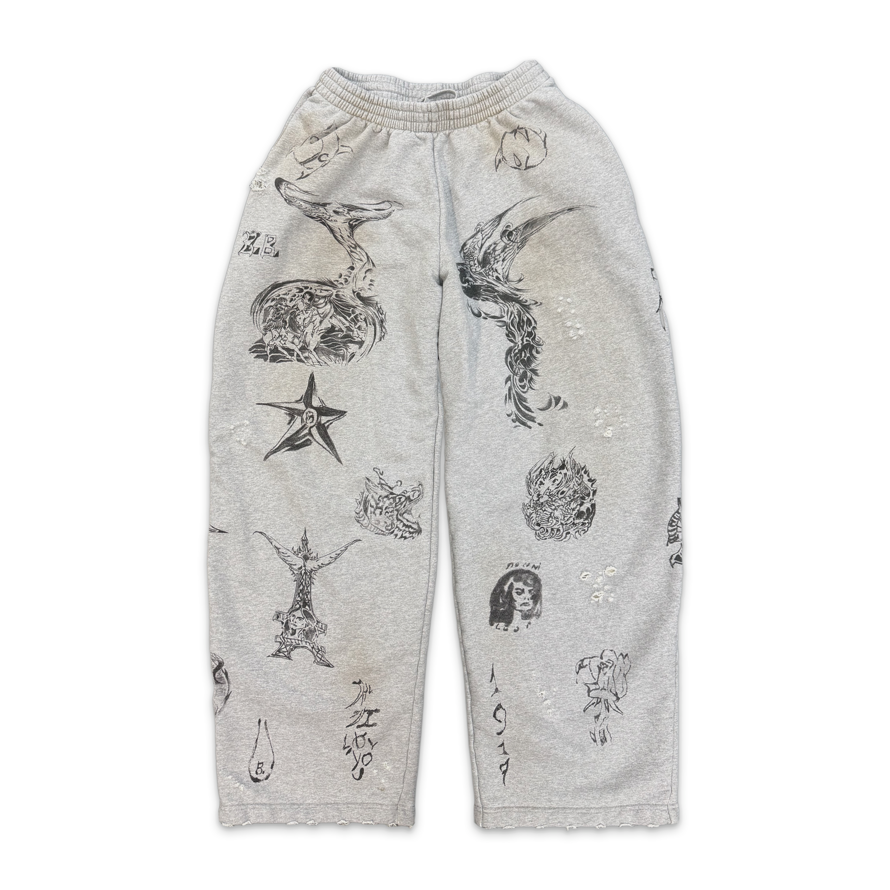 Balenciaga, Tattoo Baggy Heavy Sweatpants "Grey"