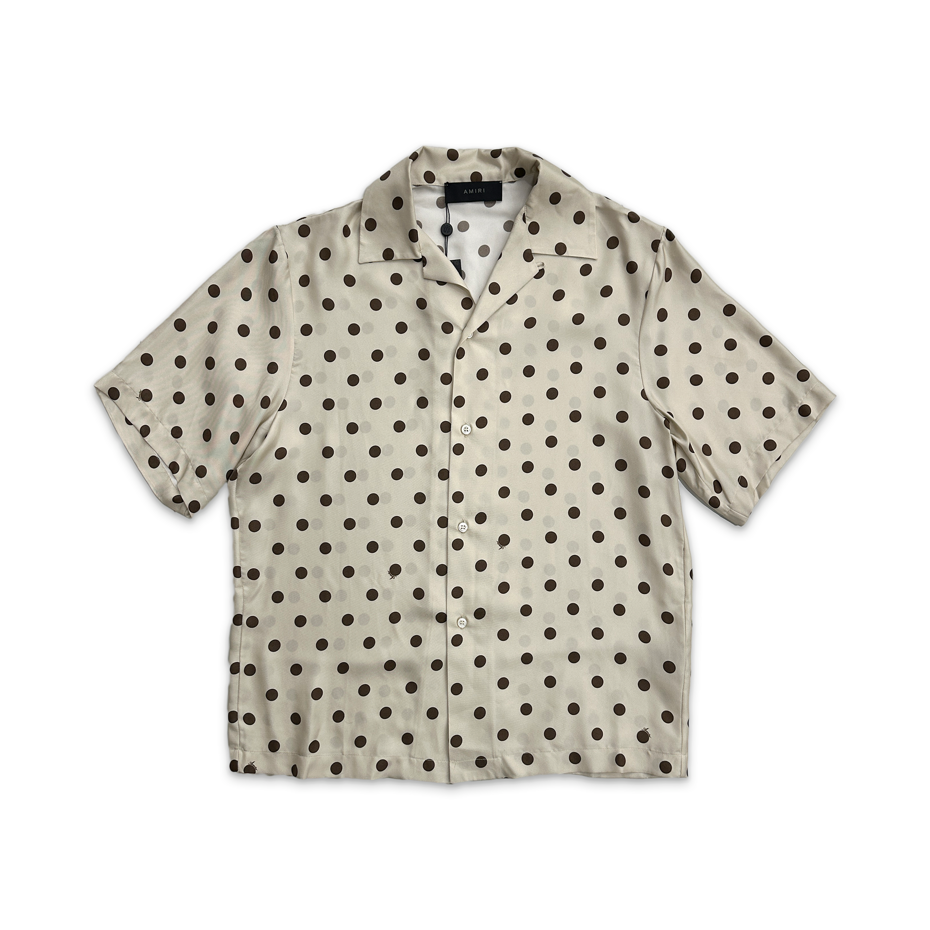 Polka Dot Silk Vacation Shirt "Alabaster"