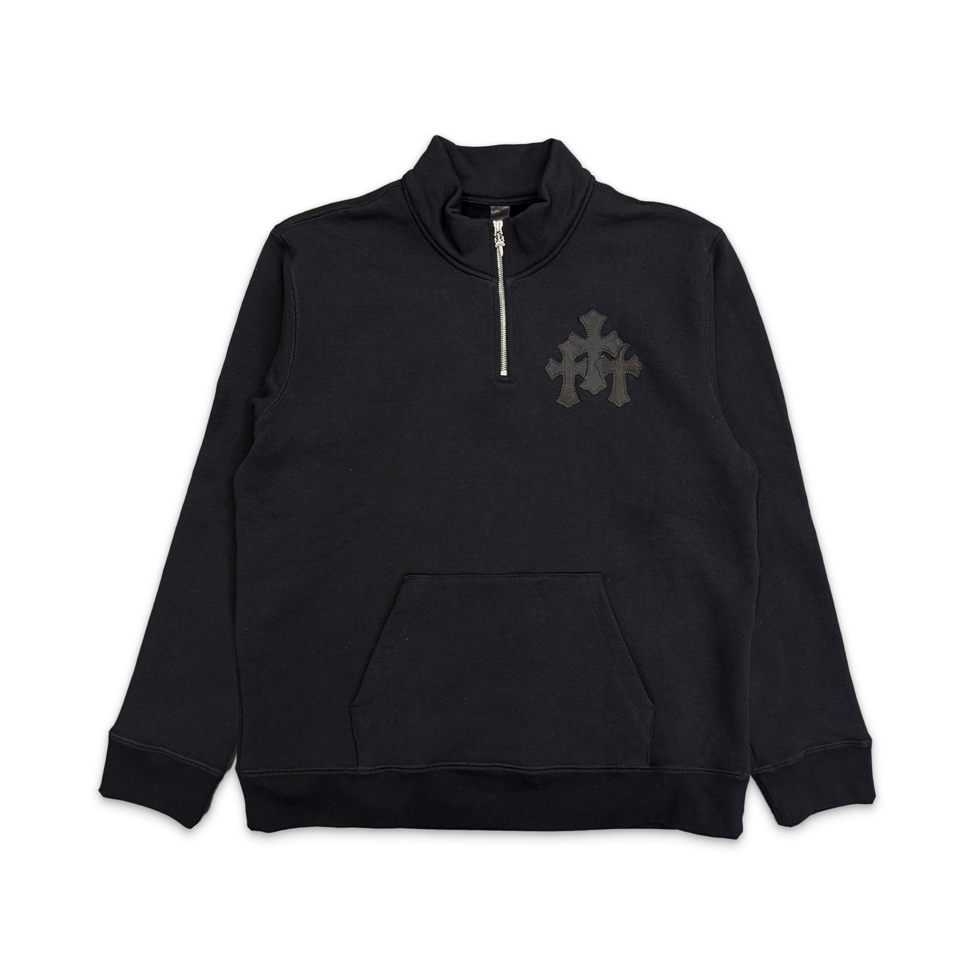 Paper Jam Cemetery Leather Triple Cross Quarter Zip Sweater 