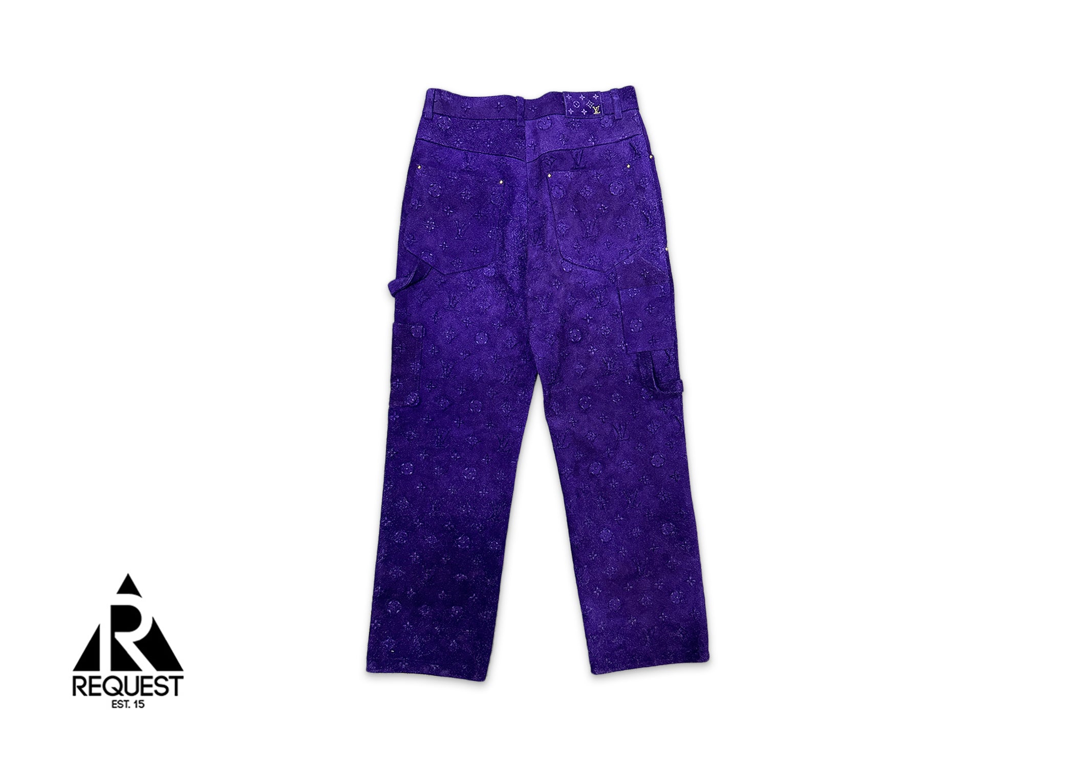 Louis Vuitton, Monogram Embossed Suede Carpenter Pants "Purple"