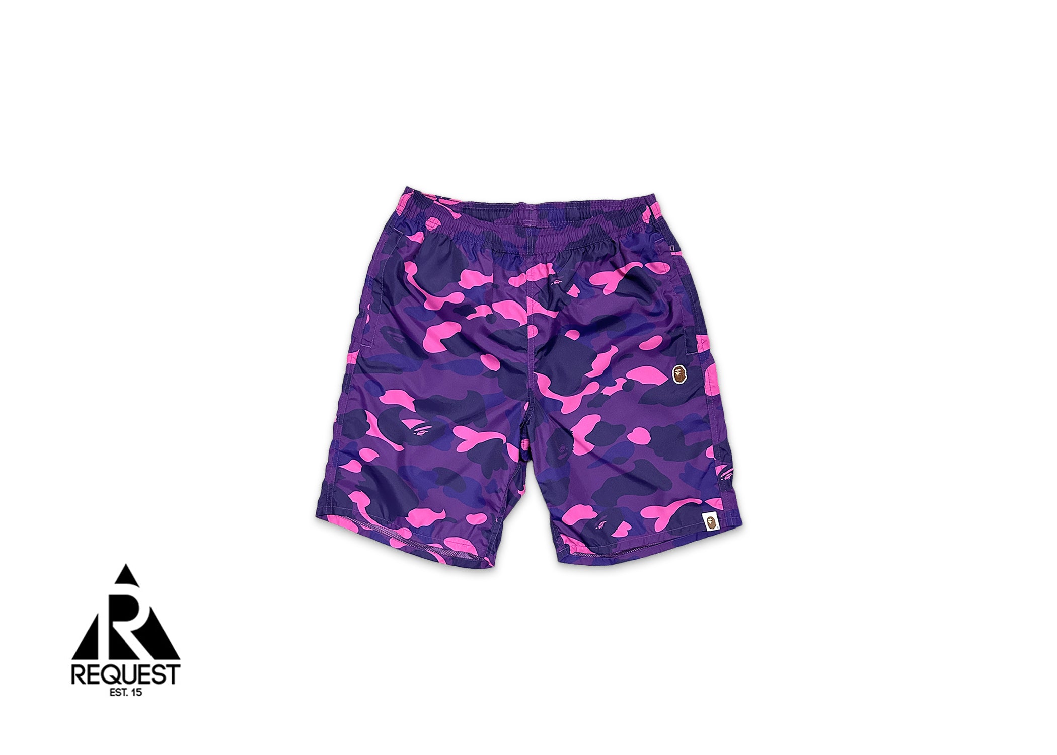 One Point Ape Head Color Camo Beach Shorts “Purple”