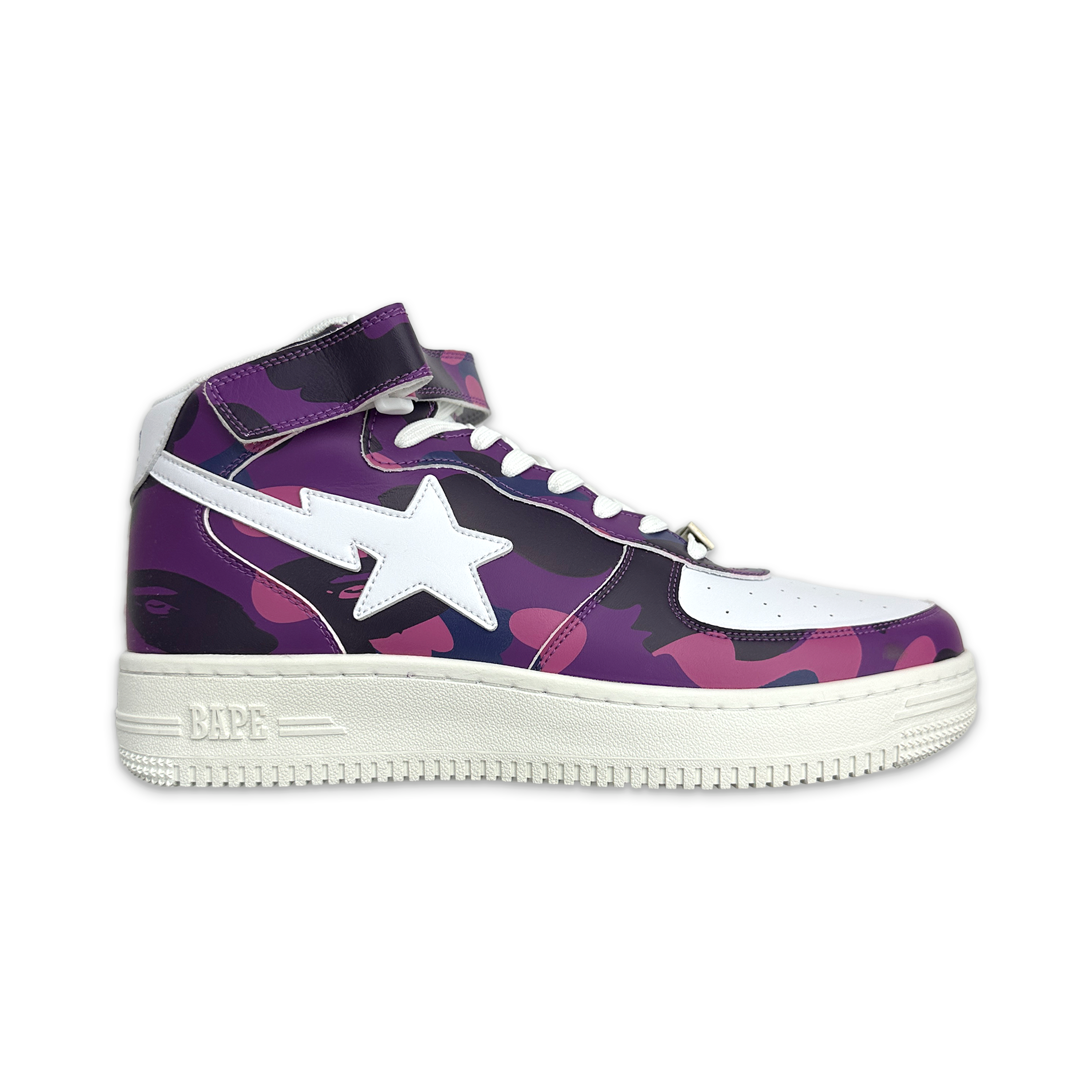 A Bathing Ape (BAPE), Bapesta Mid "Purple Camo White"