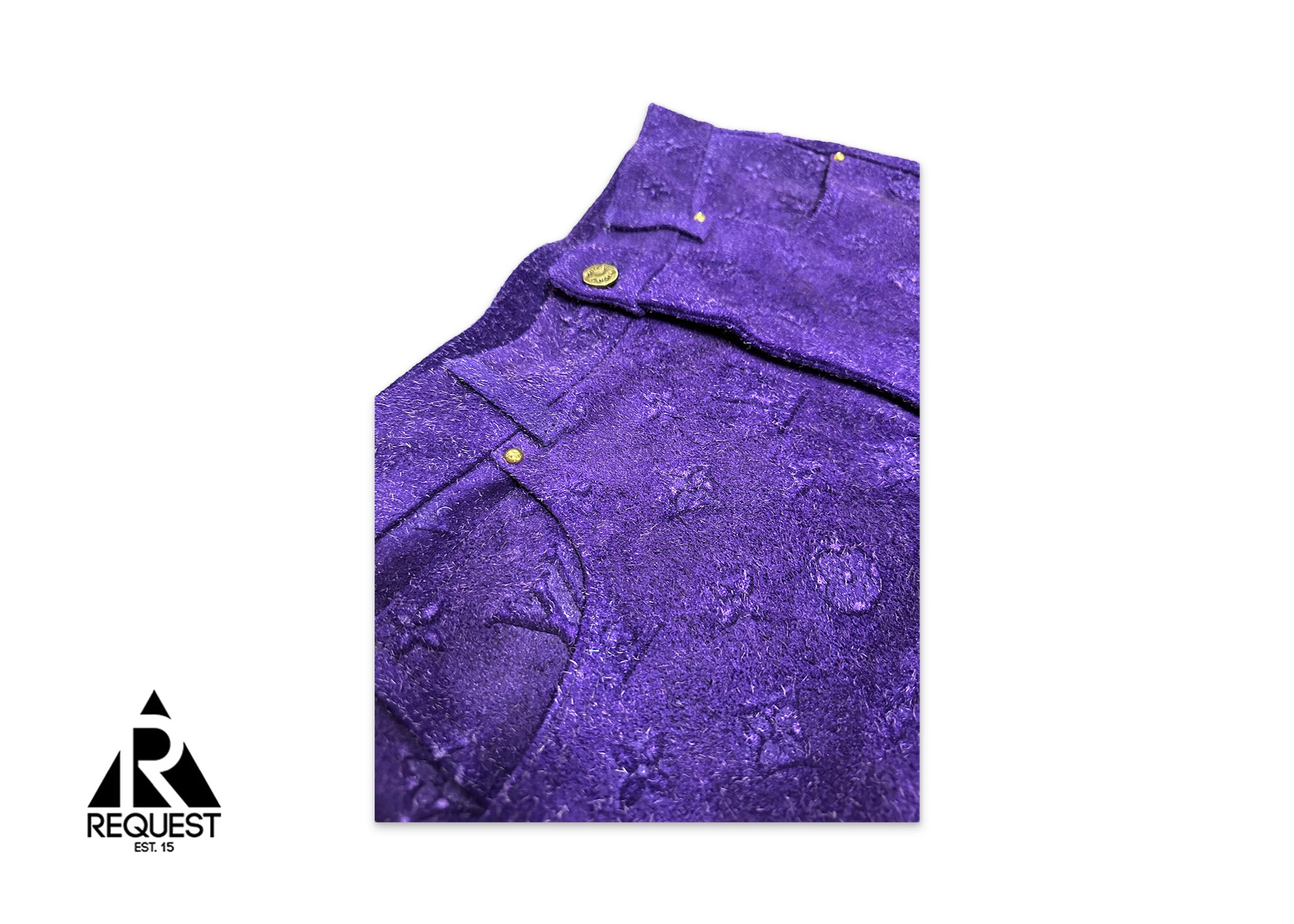 Louis Vuitton, Monogram Embossed Suede Carpenter Pants "Purple"