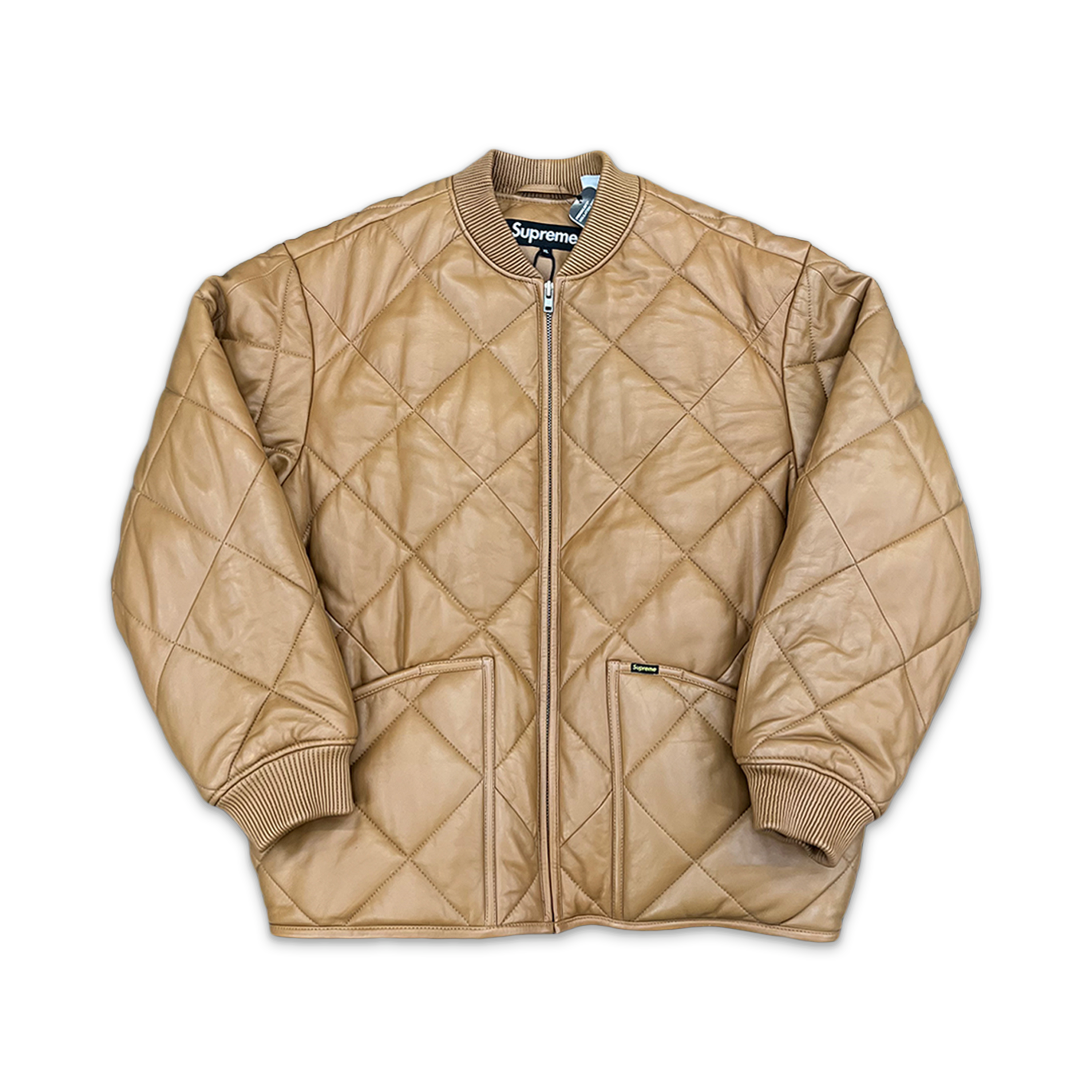 Quilted Leather Work Jacket "Tan"