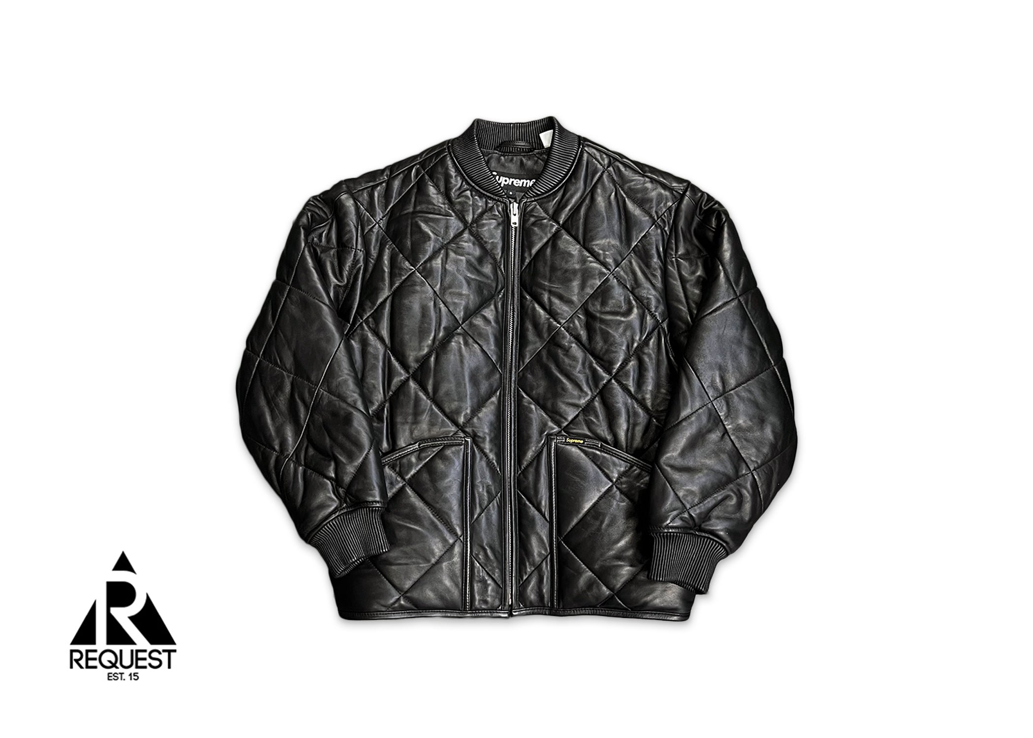 Quilted Leather Work Jacket "Black"