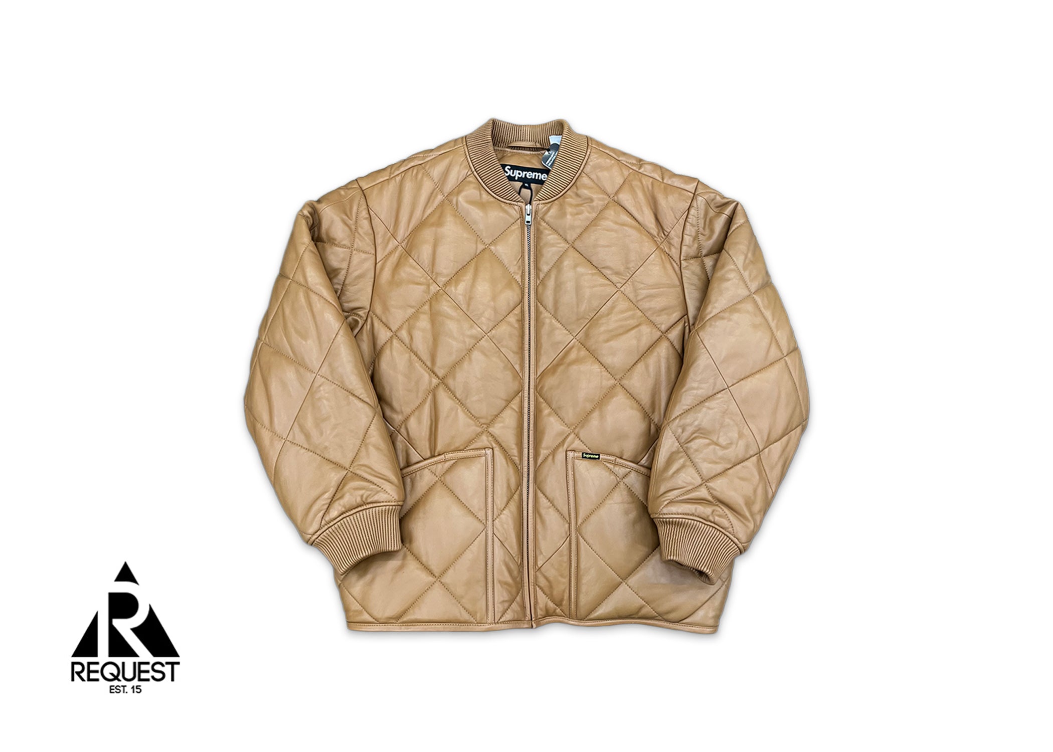 Quilted Leather Work Jacket "Tan"