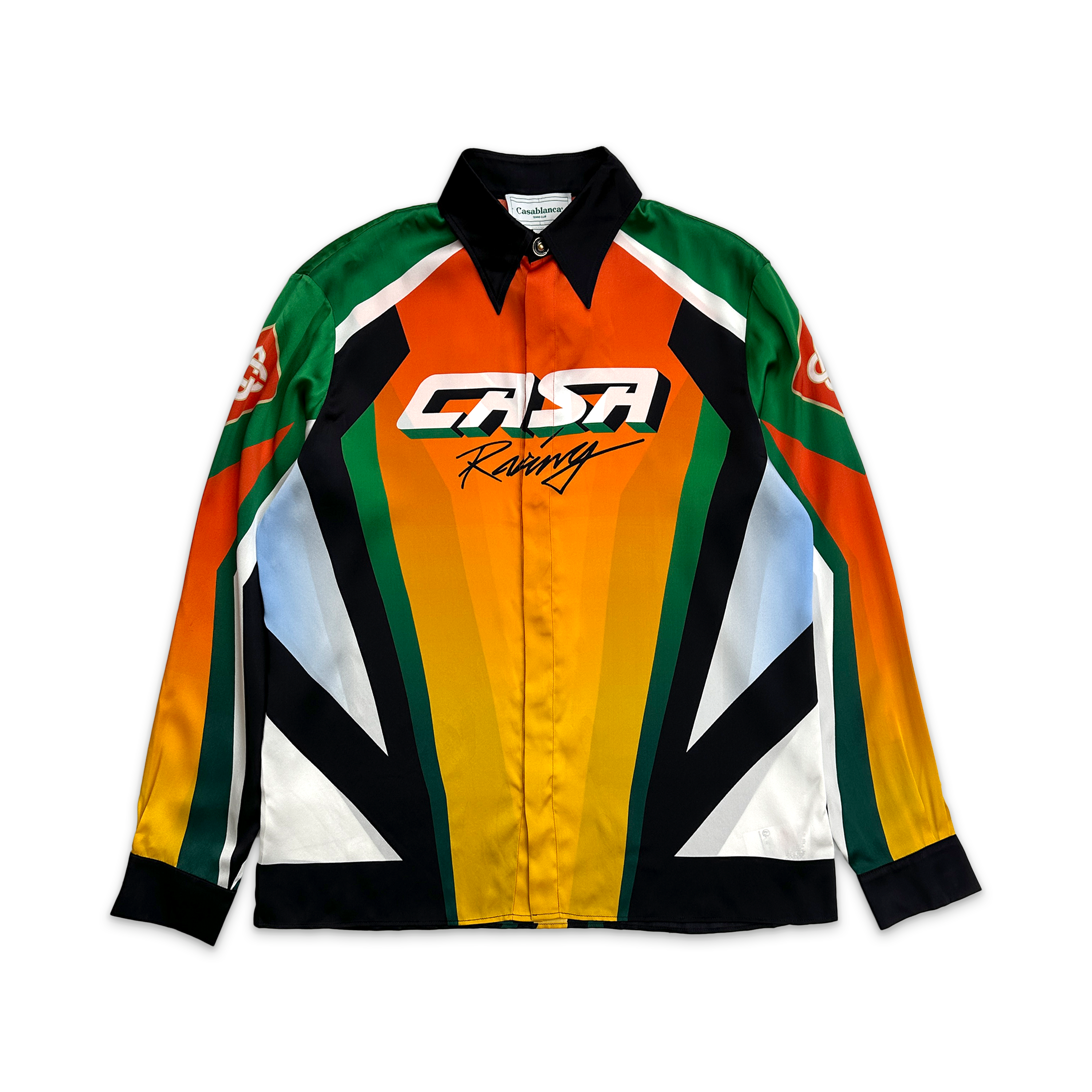 Silk Satin Collar L/S Button Up "Casa Moto Sport"