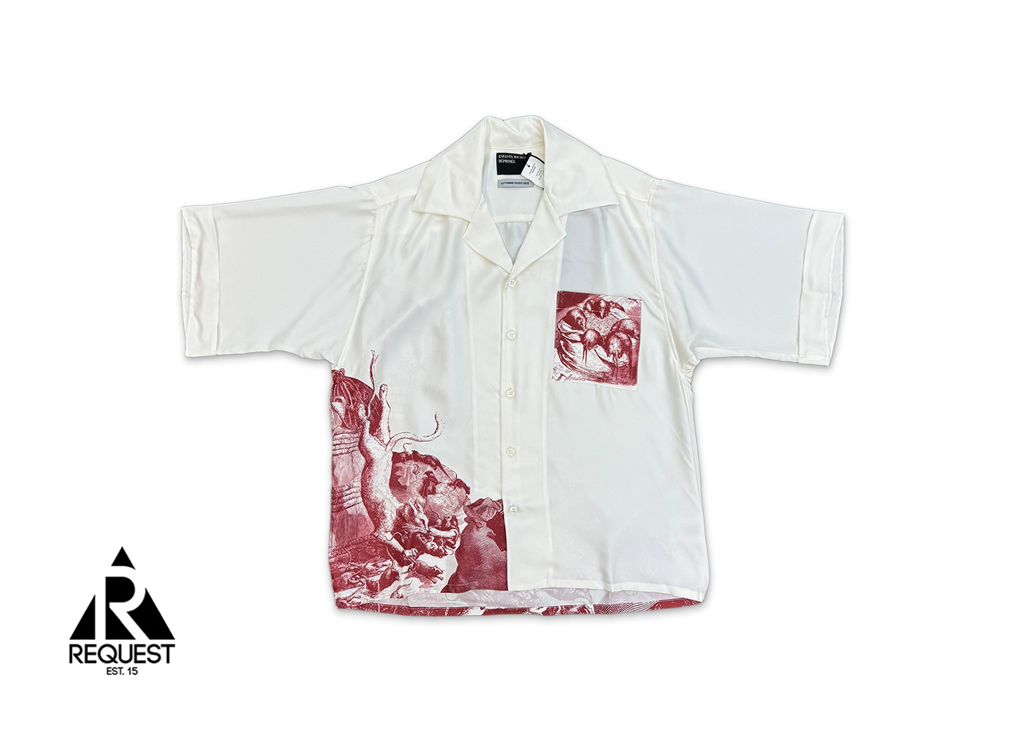 Rat Palace Chemise Silk Button Up Shirt "Scarlet White"