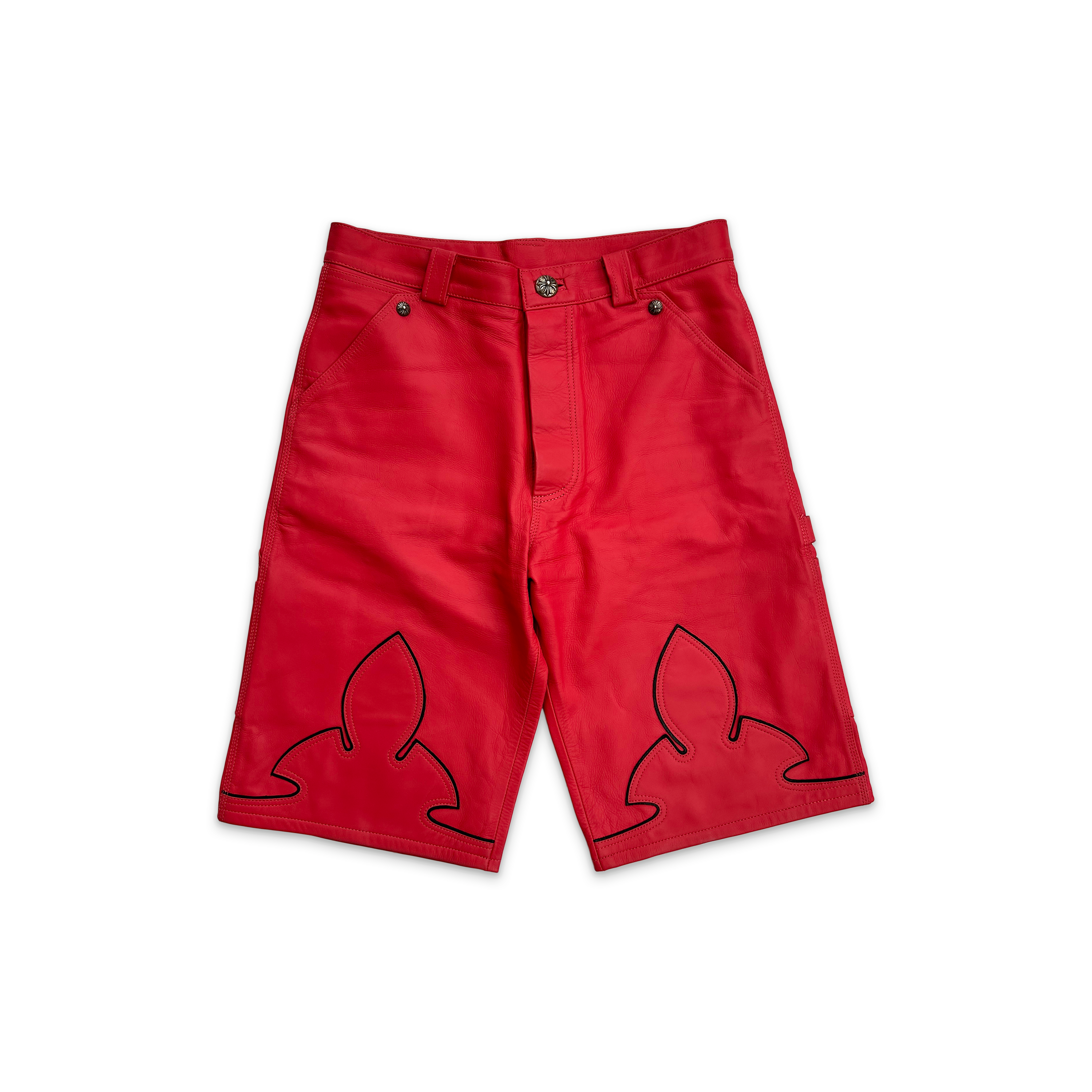 Leather Carpenter Shorts "Red"