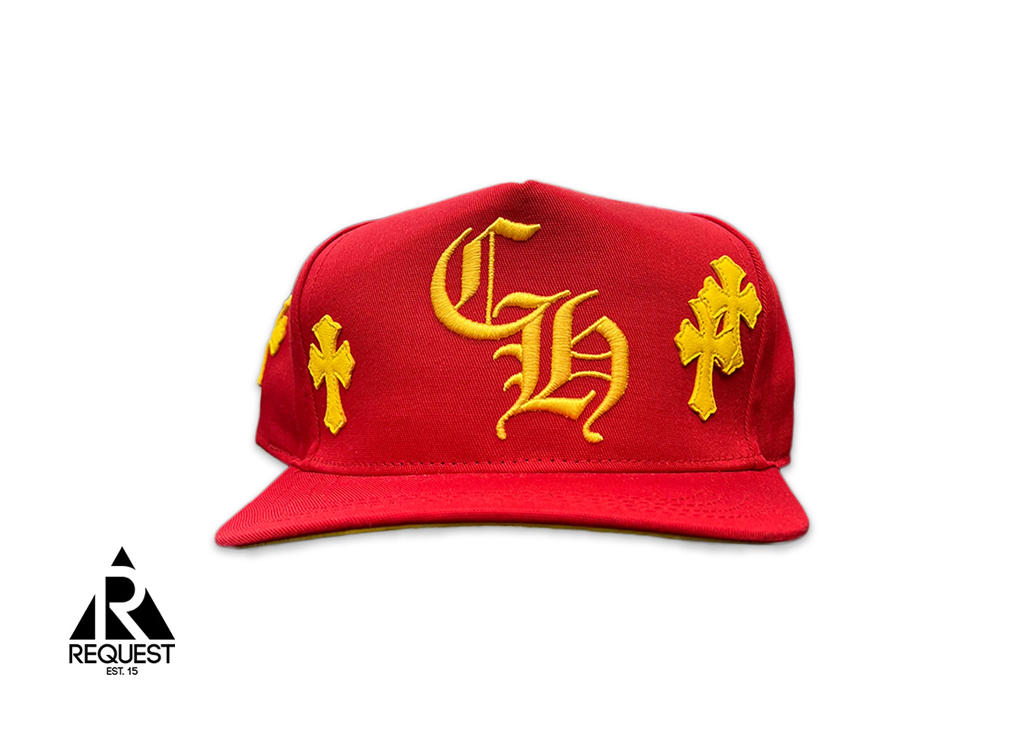 Chrome Hearts Yellow Leather Crosses Snapback "Red"