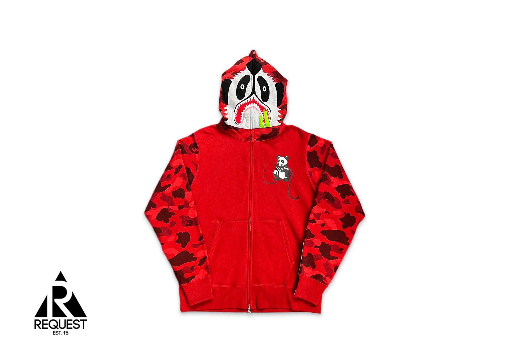 Bape Color Camo Panda Full Zip Hoodie "Red"