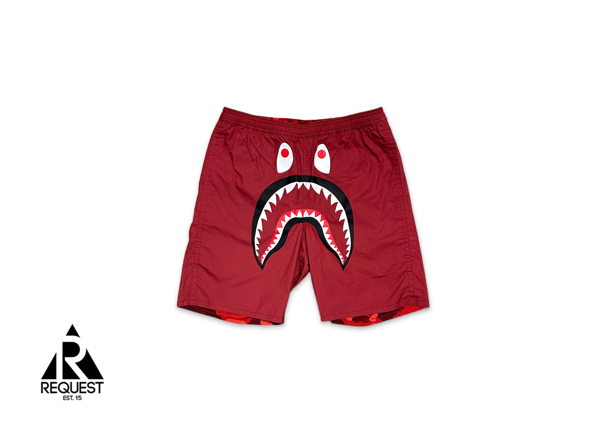 Reversible Color Camo Shark Head Shorts “Red”