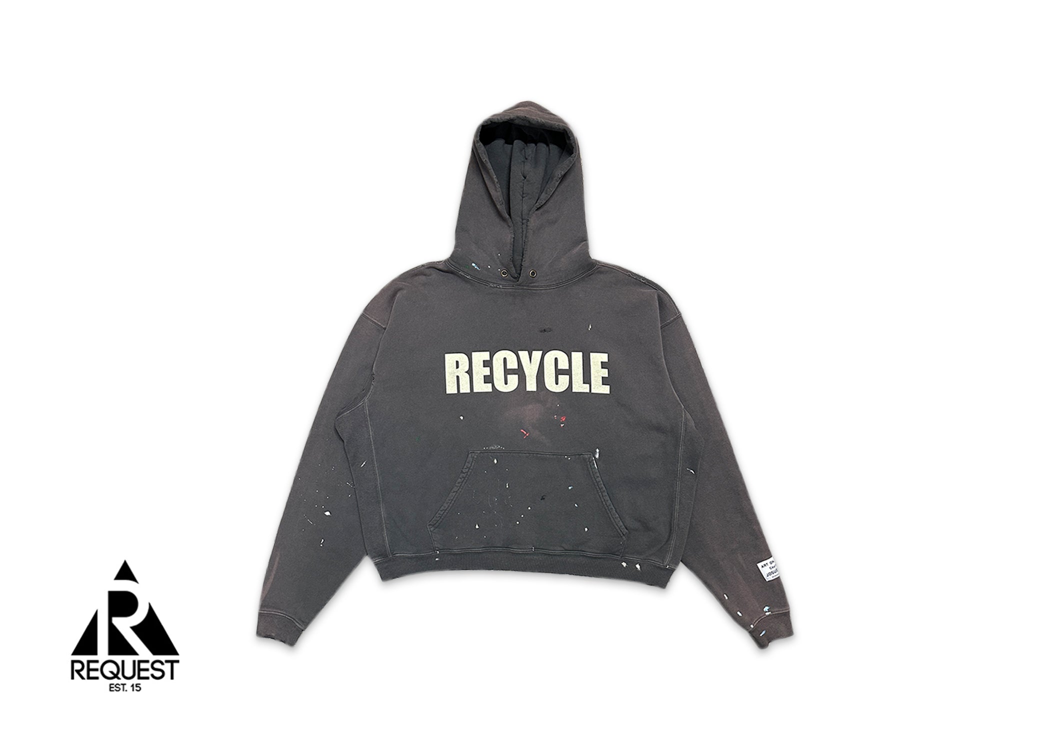 90s Recycle Hoodie "Washed Black"