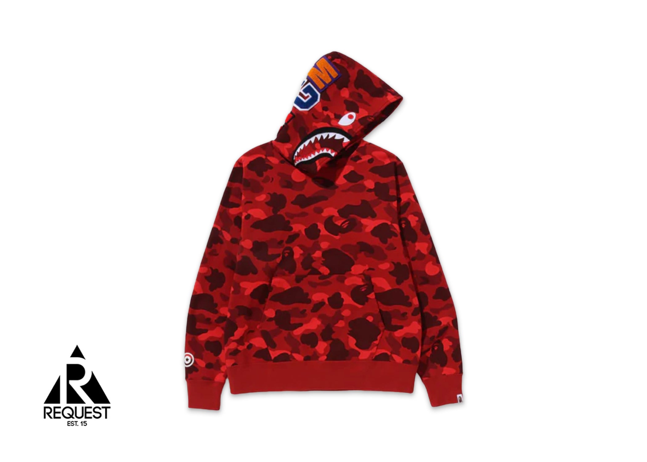 A Bathing Ape BAPE Color Camo Shark Pullover Hoodie "Red" (SS24)