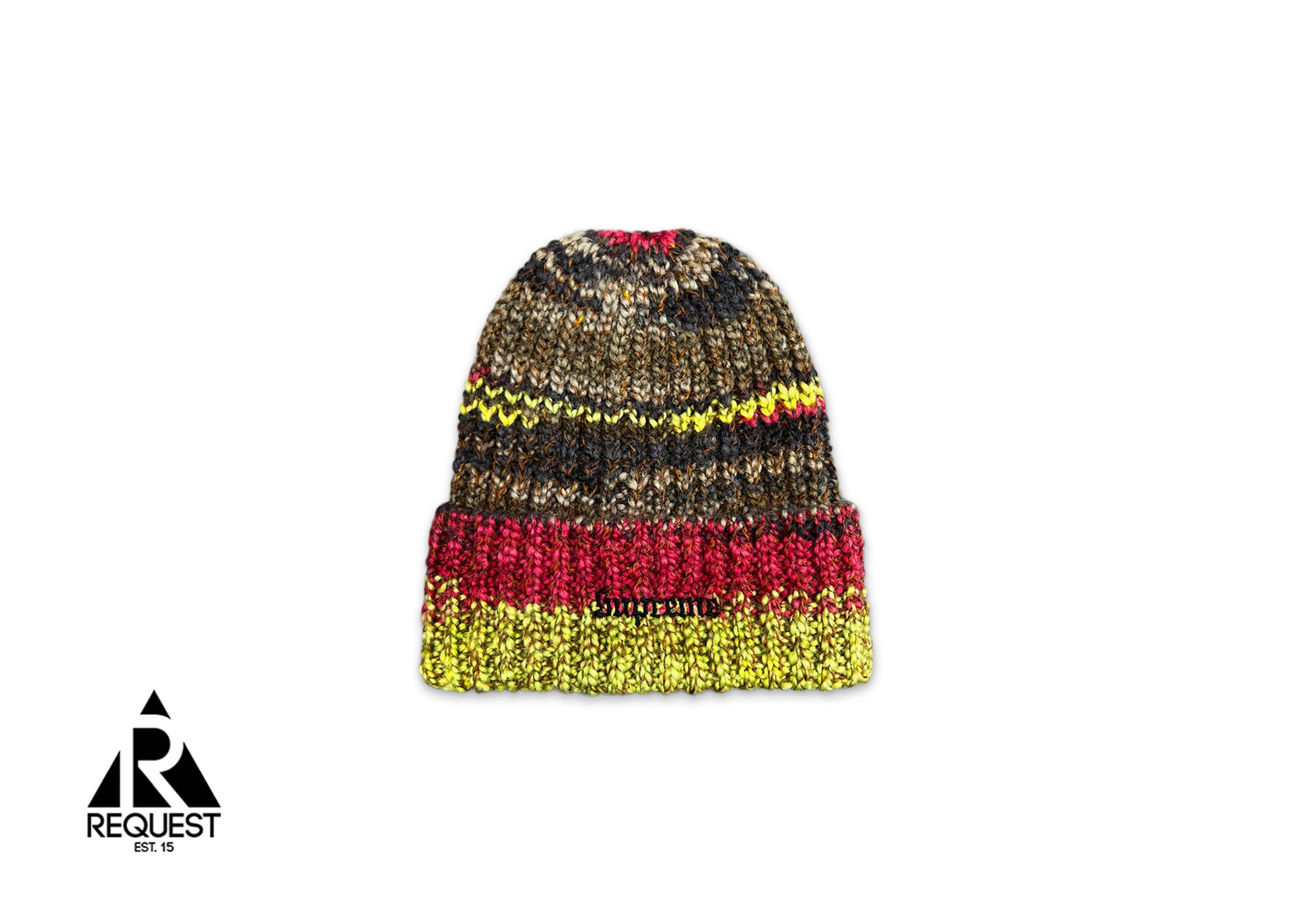 Space Dye Stripe Beanie "Red"