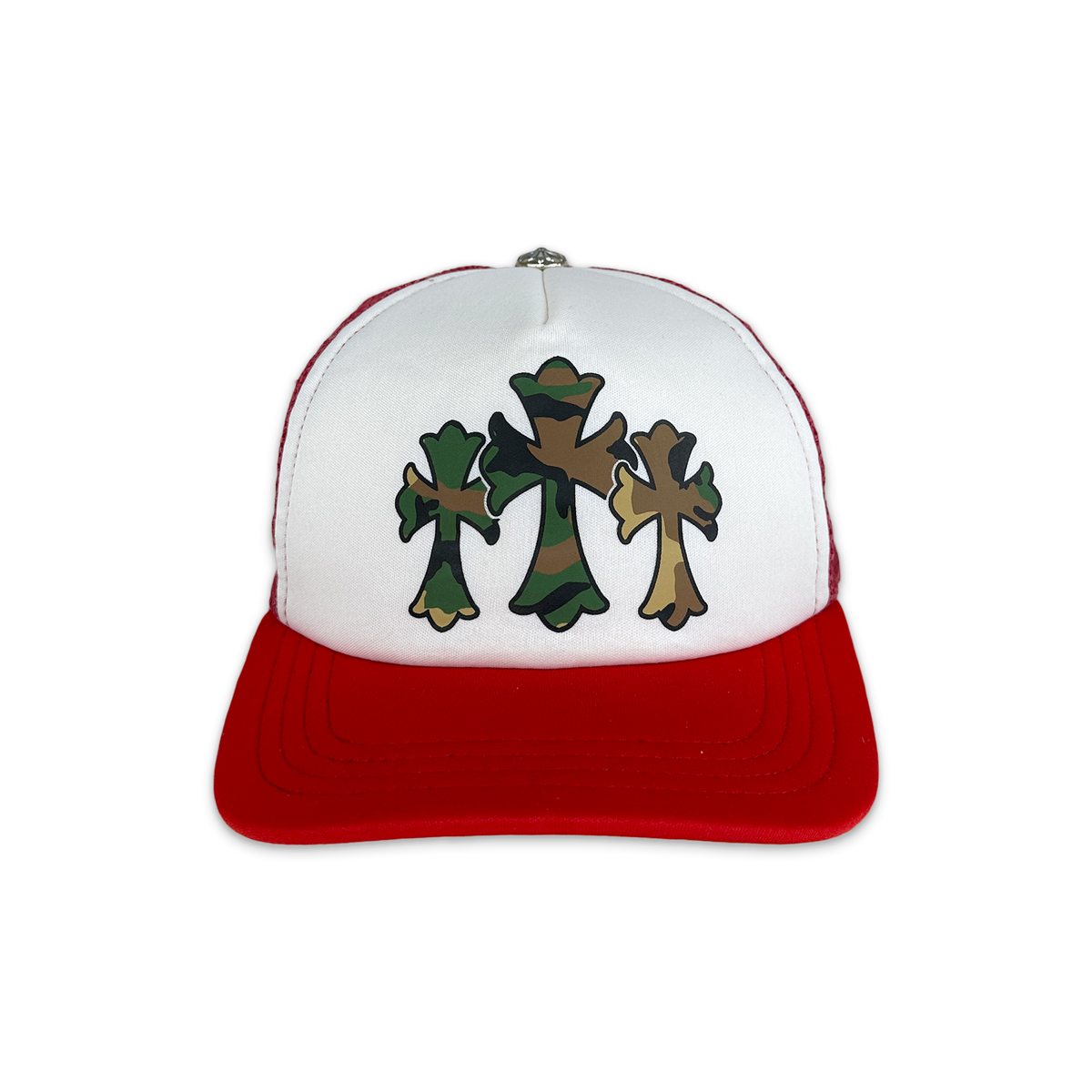 Camo Triple Cross Trucker Hat "Red"