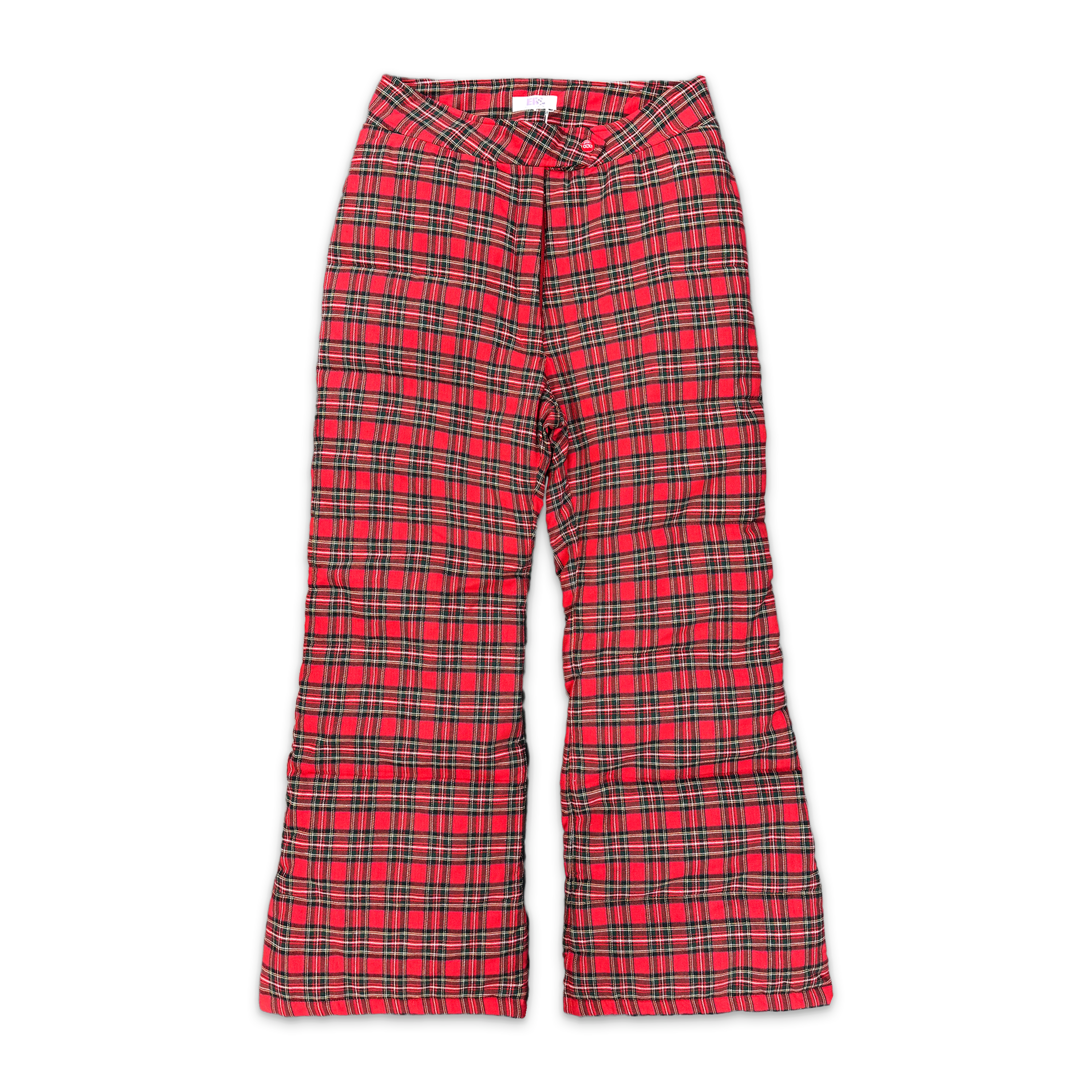 Woven Puffer Pants "Red Plaid"