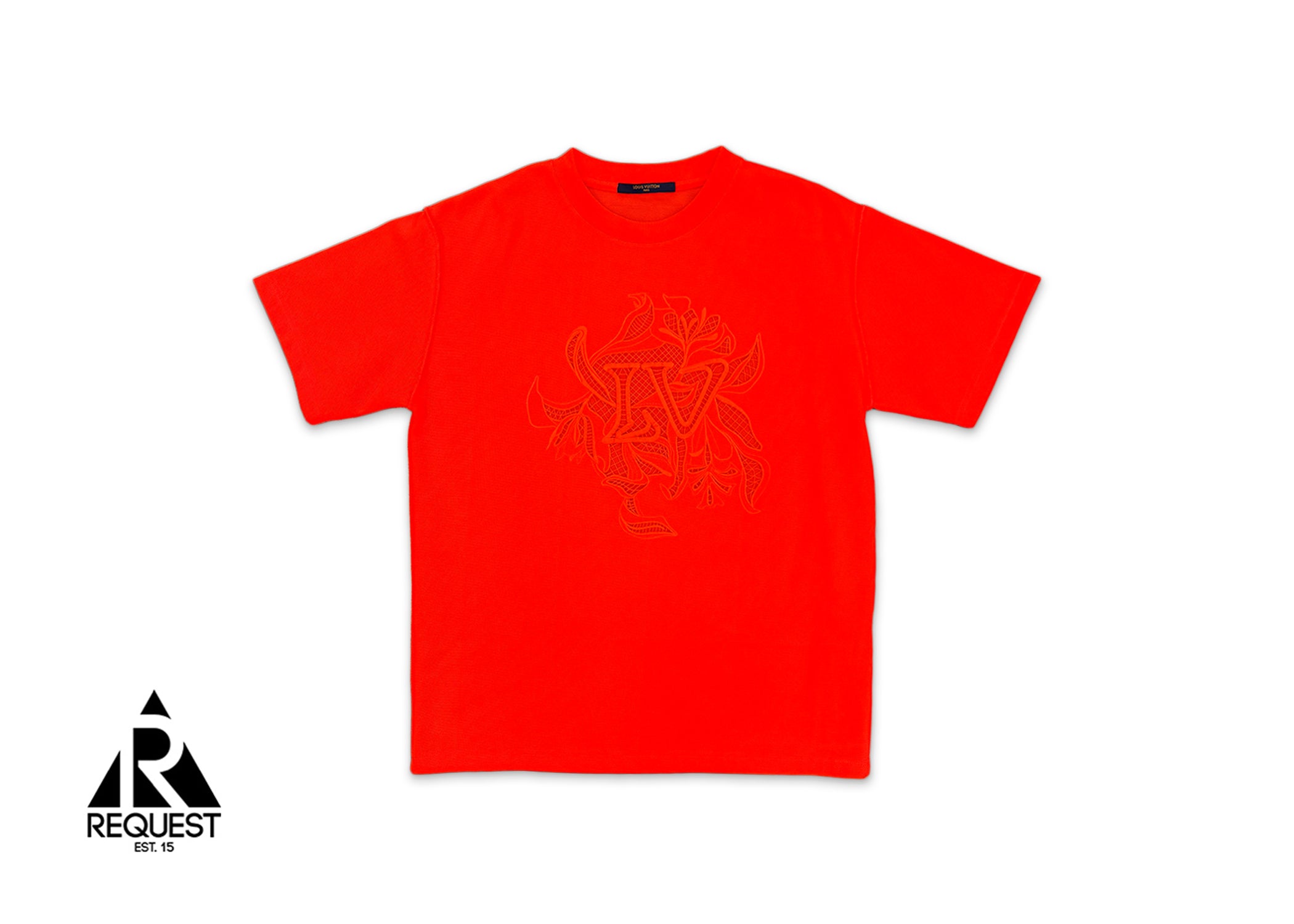 Vegetal Lace Embroidery Tee "Neon Orange"