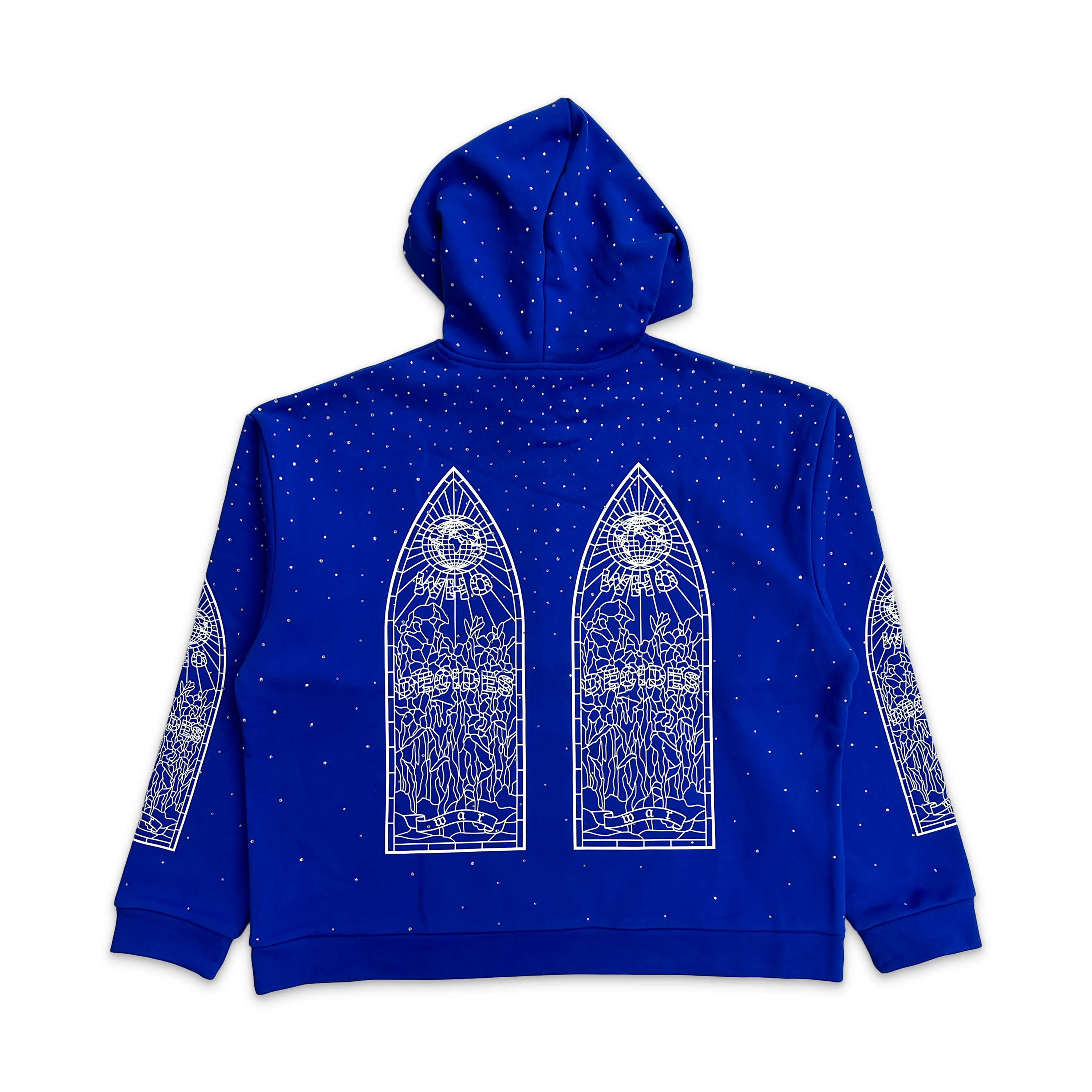 Who Decides War, Rhinestone Hooded Pullover "Indigo"